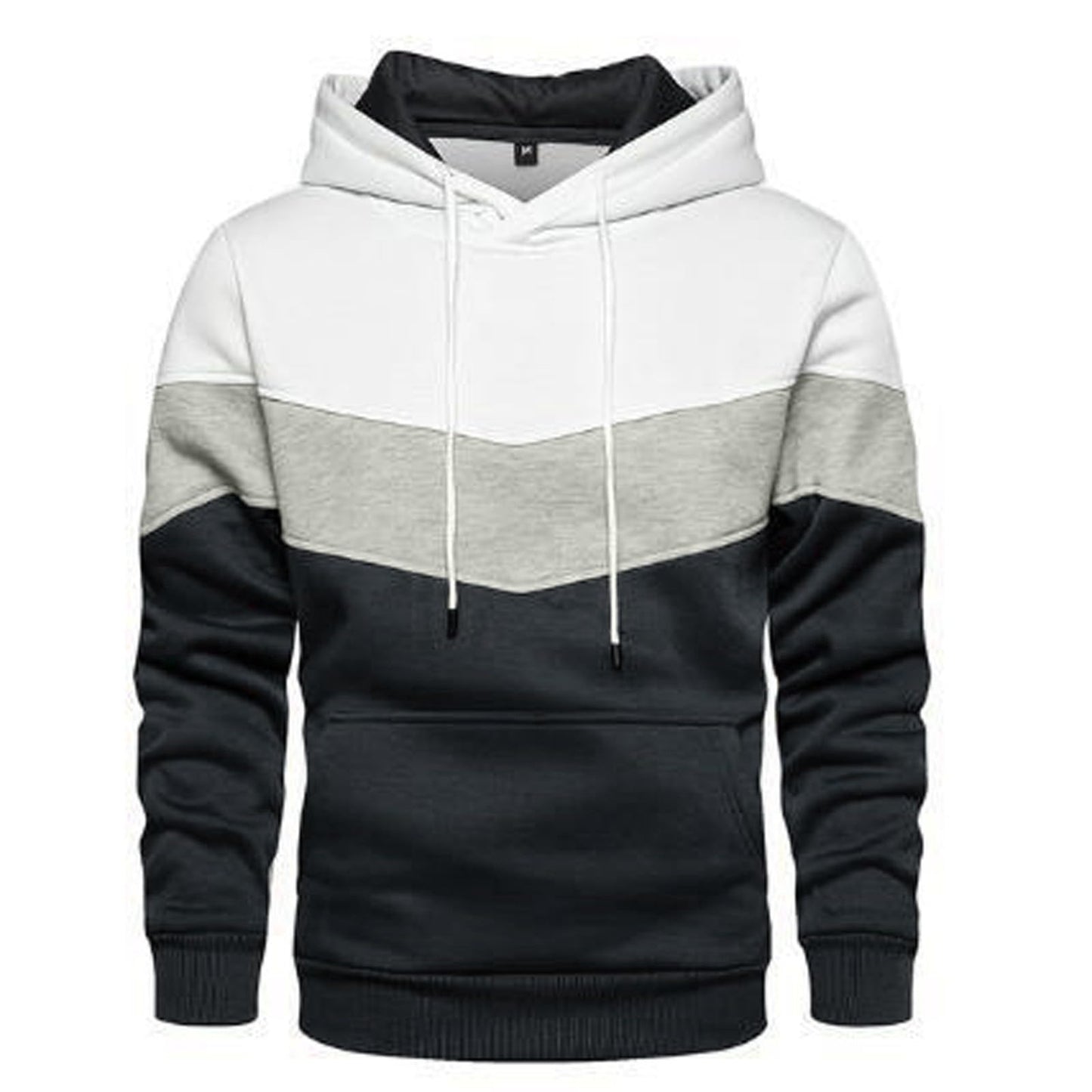 Sweatshirts for Men Trendy Color Block Hoodies Fleece Long Sleeve Hooded Pullover Casual Patchwork Tops with Pocket