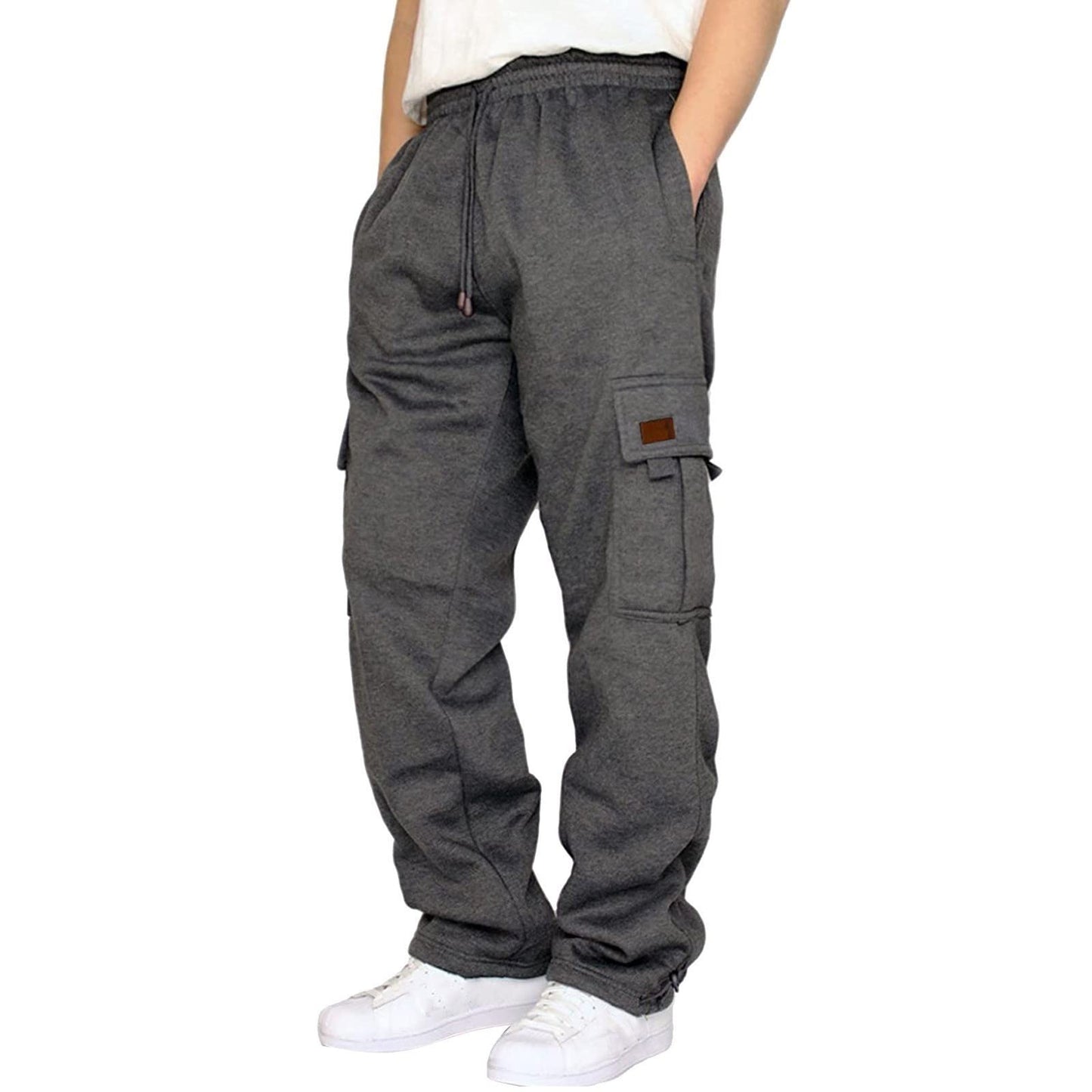 Cargo Sweatpants for Teen Boys 16-18 Mens Heavyweight Cargo Fleece Sweatpants Relaxed Fit Joggers with Pockets Sweat Pants