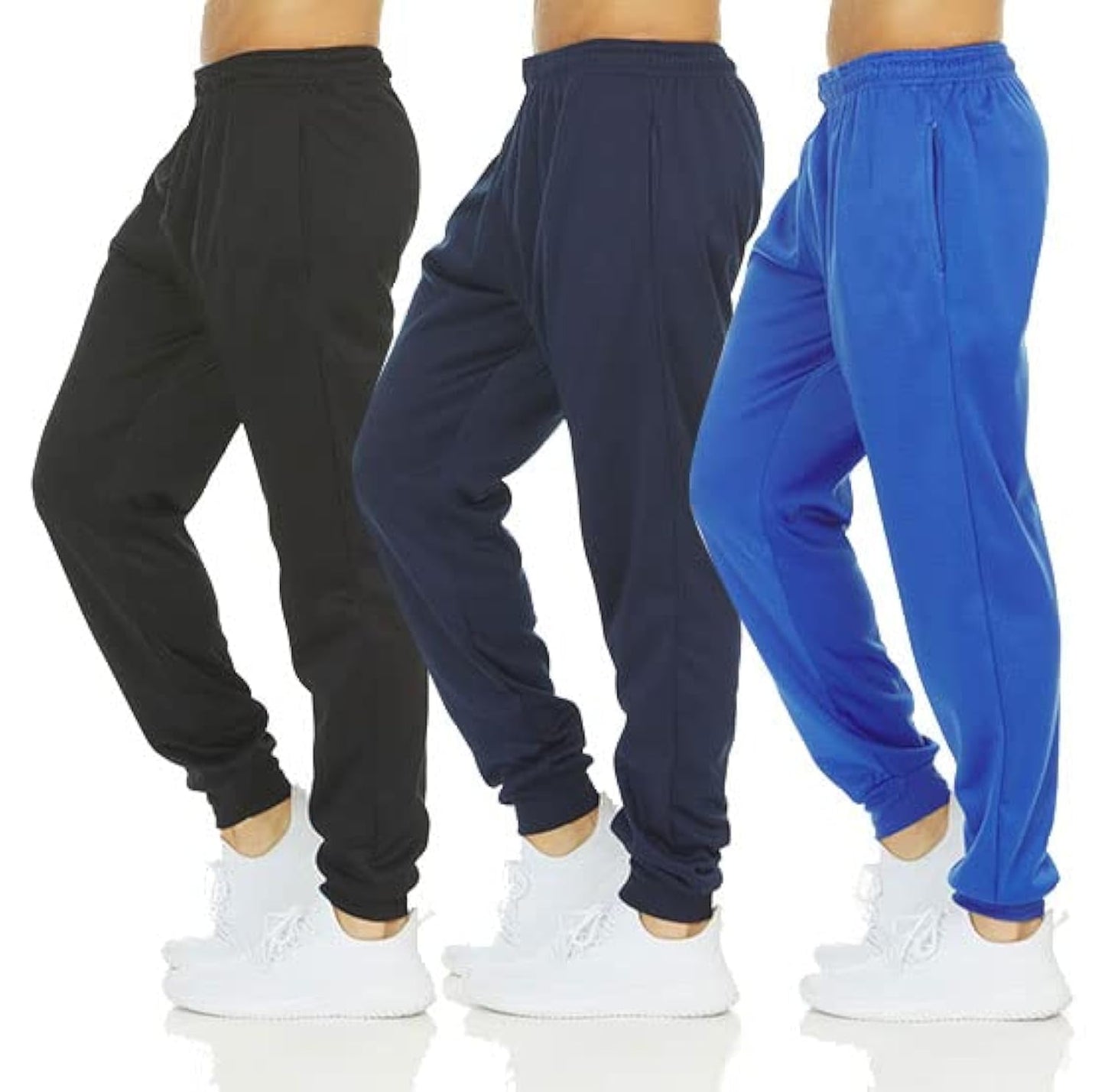 DARESAY Men's Tech Fleece Joggers Dry Fit Performance Sweatpants [3-Pack]