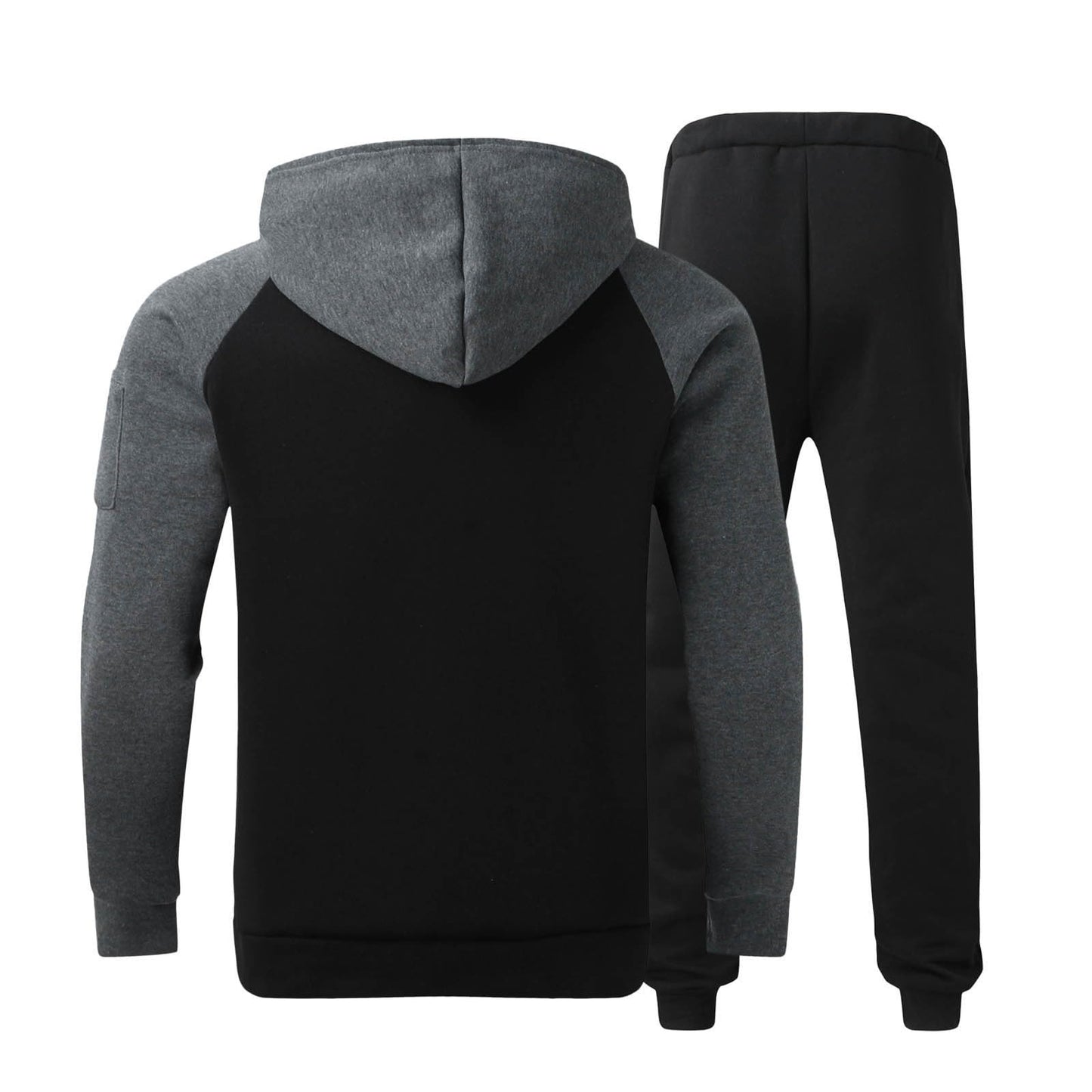 Sweatshirts for Men Trendy Color Block Hoodies Fleece Long Sleeve Hooded Pullover Casual Patchwork Tops with Pocket