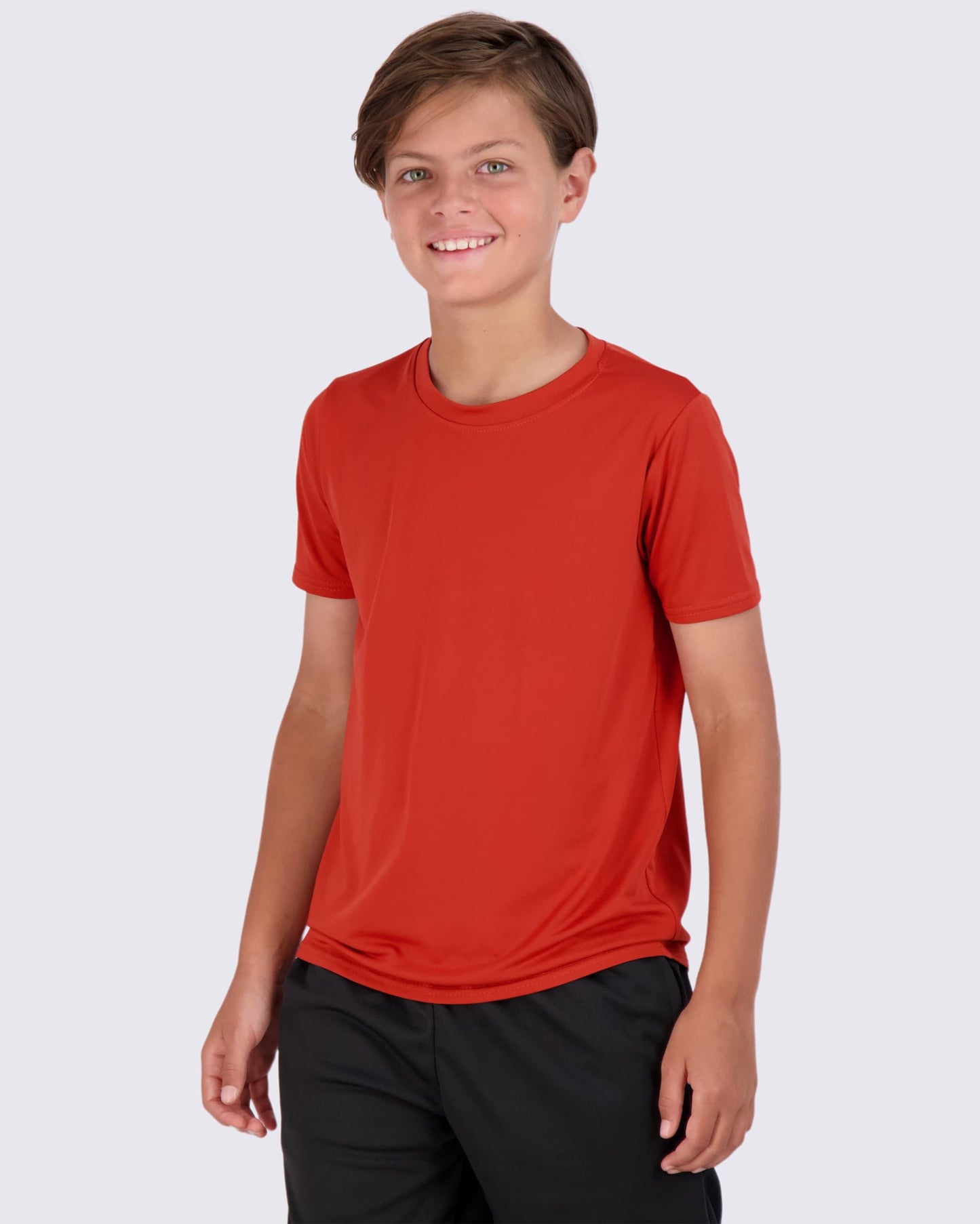 Real Essentials 5 Pack: Youth Dry-Fit Wicking Active Athletic Performance Short Sleeve T-Shirt Boys & Girls Shirts