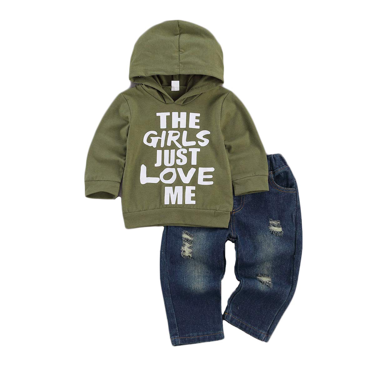 fhutpw Toddler Baby Boy Outfits Hoodie Sweatshirts & Jeans Clothes Set Fall Winter 6 9 12 18 24 Months