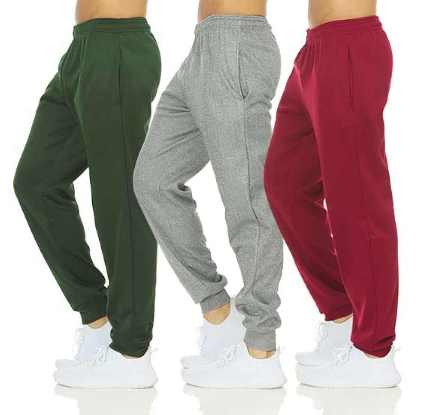 DARESAY Men's Tech Fleece Joggers Dry Fit Performance Sweatpants [3-Pack]