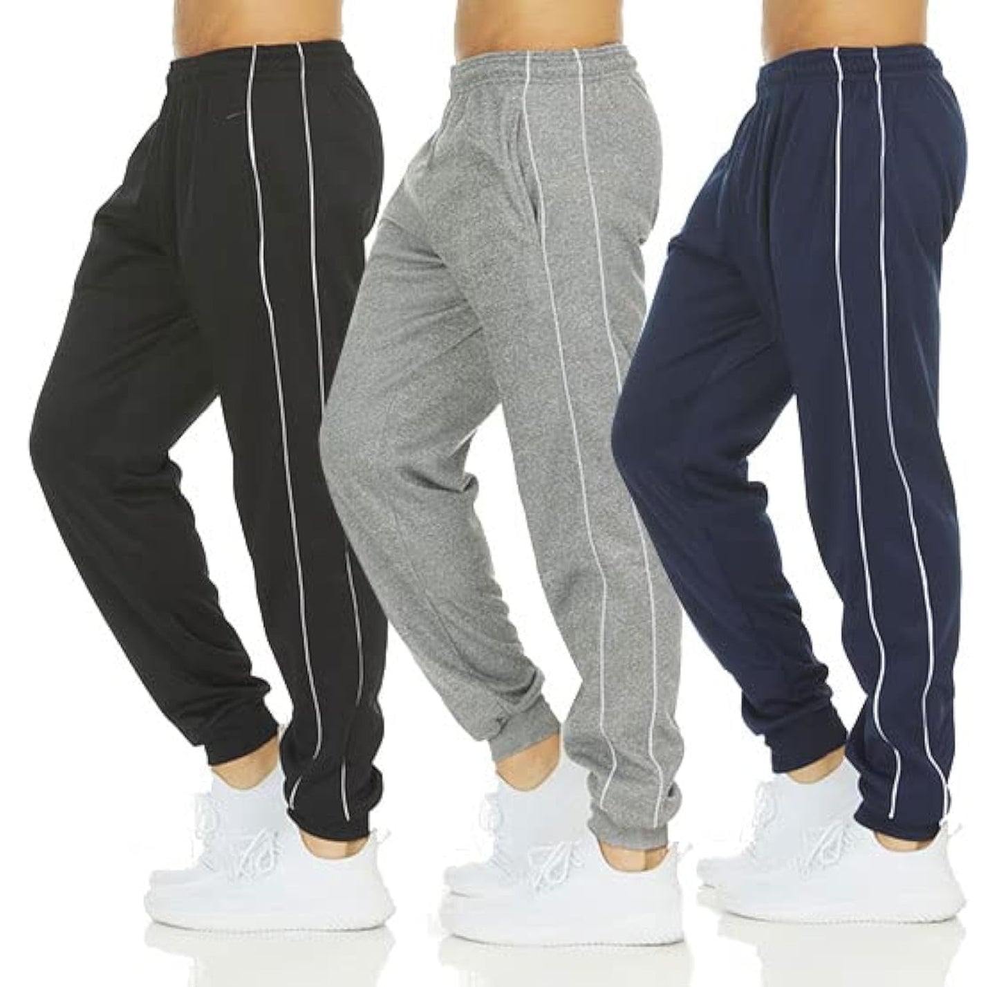 DARESAY Men's Tech Fleece Joggers Dry Fit Performance Sweatpants [3-Pack]