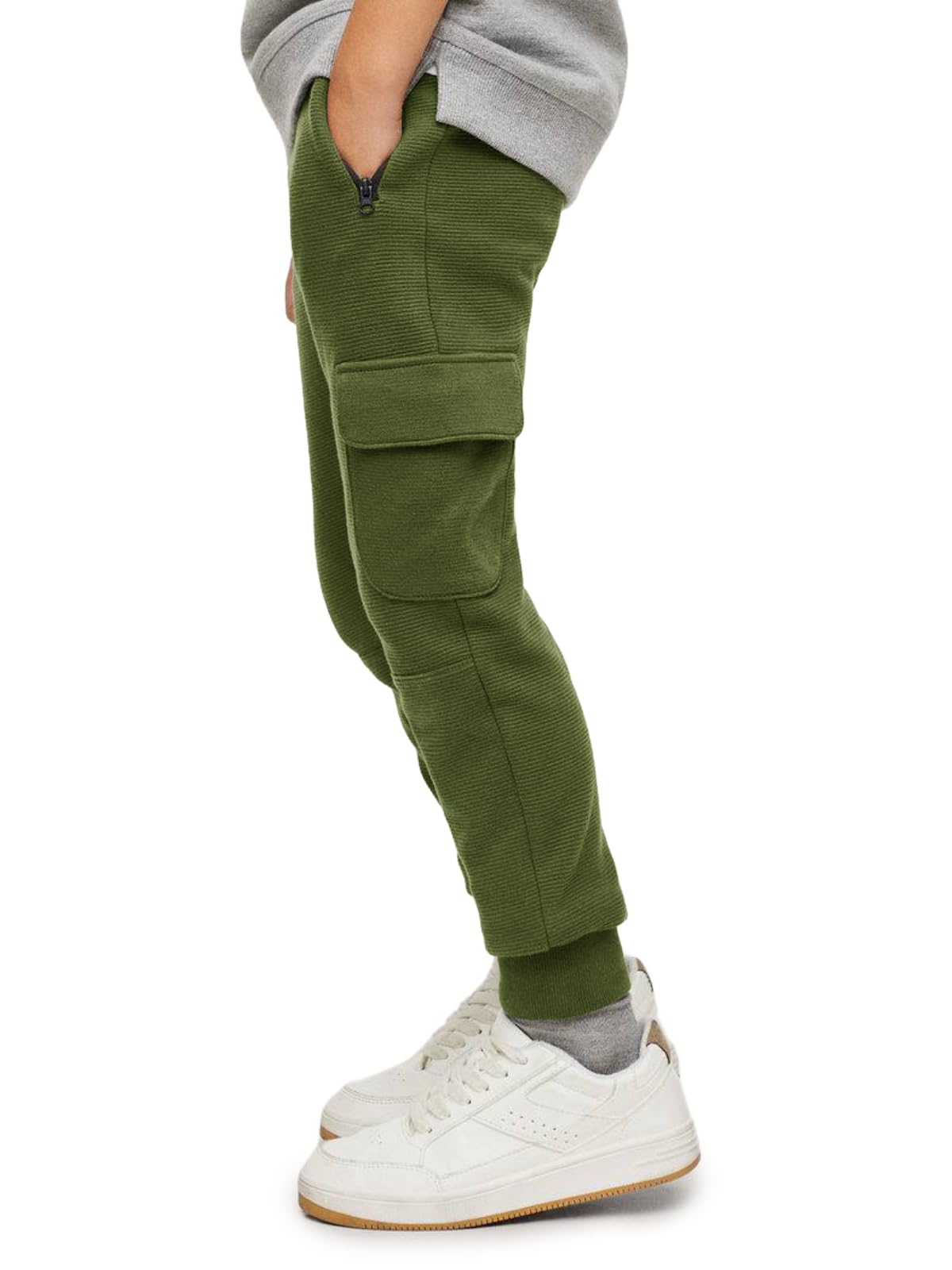 Boys Cargo Sweatpants Kids Casual Drawstring Waist Joggers Soft Knitted Active Pants 5-14 Years