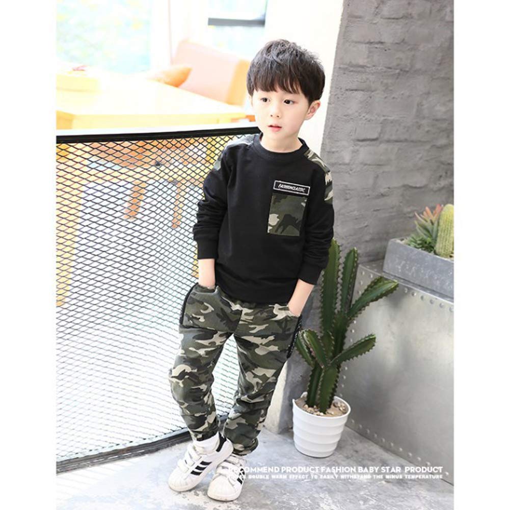 lontakids Boys 2 Pieces Set Long Sleeve Tops + Camouflage Pants Outfits Boys Clothes Set