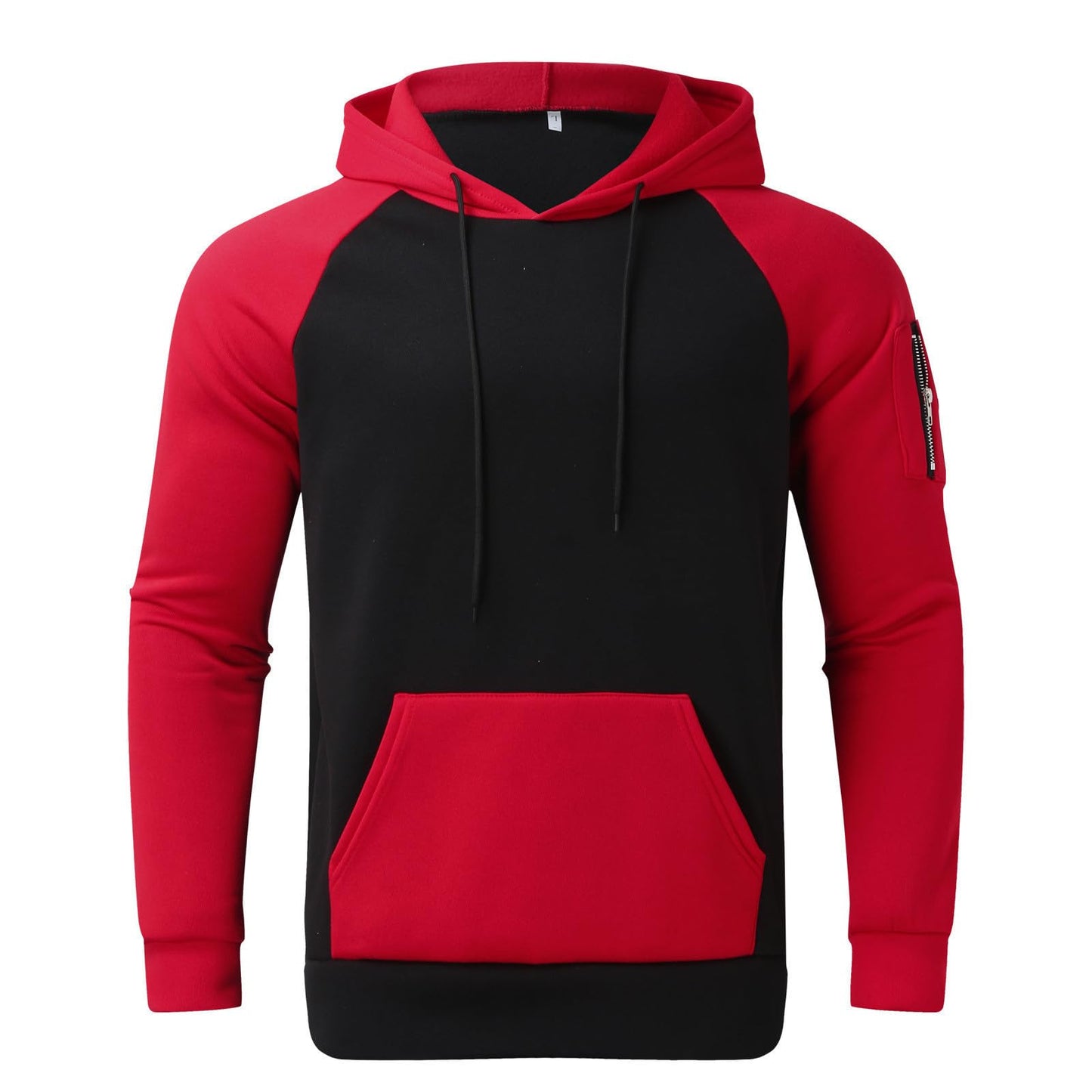 Sweatshirts for Men Trendy Color Block Hoodies Fleece Long Sleeve Hooded Pullover Casual Patchwork Tops with Pocket