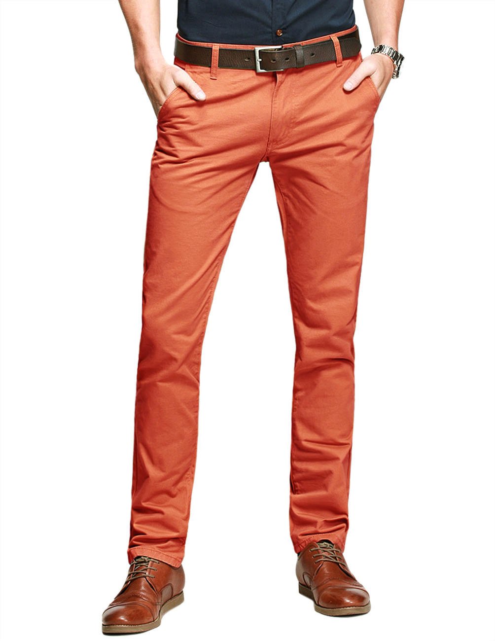 Match Mens Slim Tapered Flat Front Casual Pants