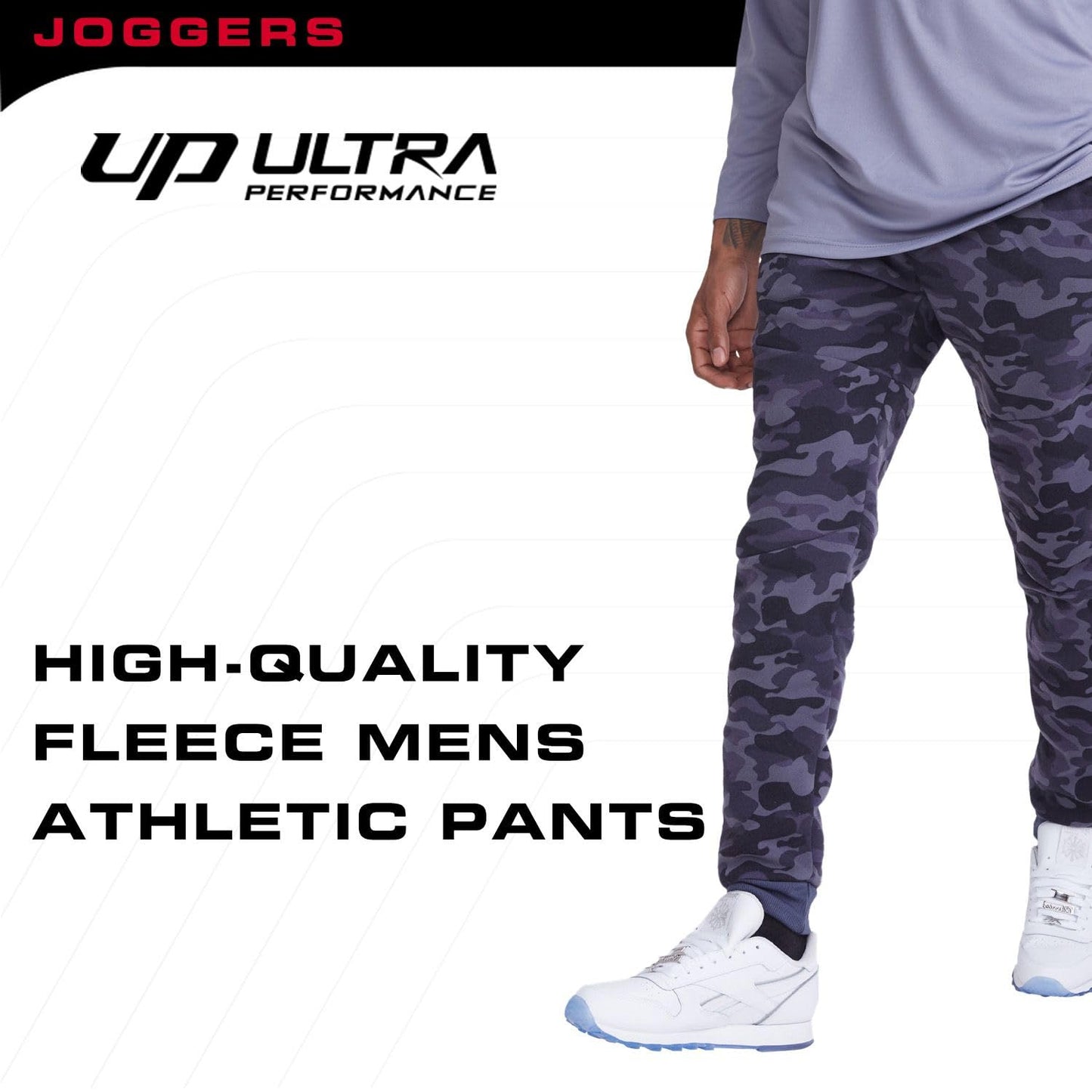 Ultra Performance 3 Pack Fleece Active Tech Joggers for Men, Mens Sweatpants with Zipper Pockets