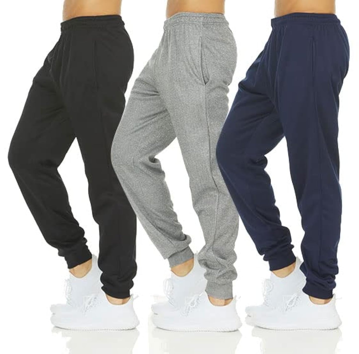 DARESAY Men's Tech Fleece Joggers Dry Fit Performance Sweatpants [3-Pack]