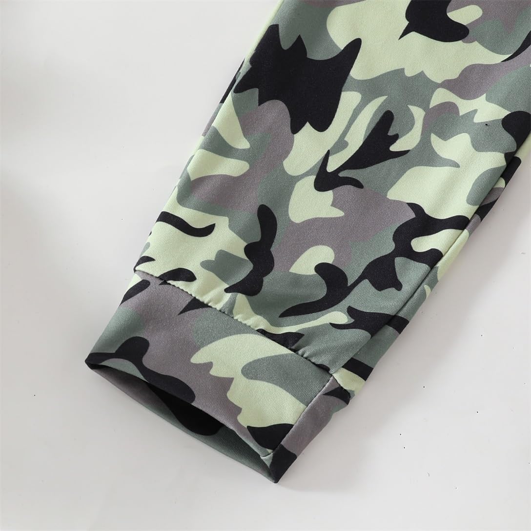 Boys 2 Piece Outfits Color Block Clothes Short Sleeve T Shirt and Camouflage Pants Summer Clothing Sets