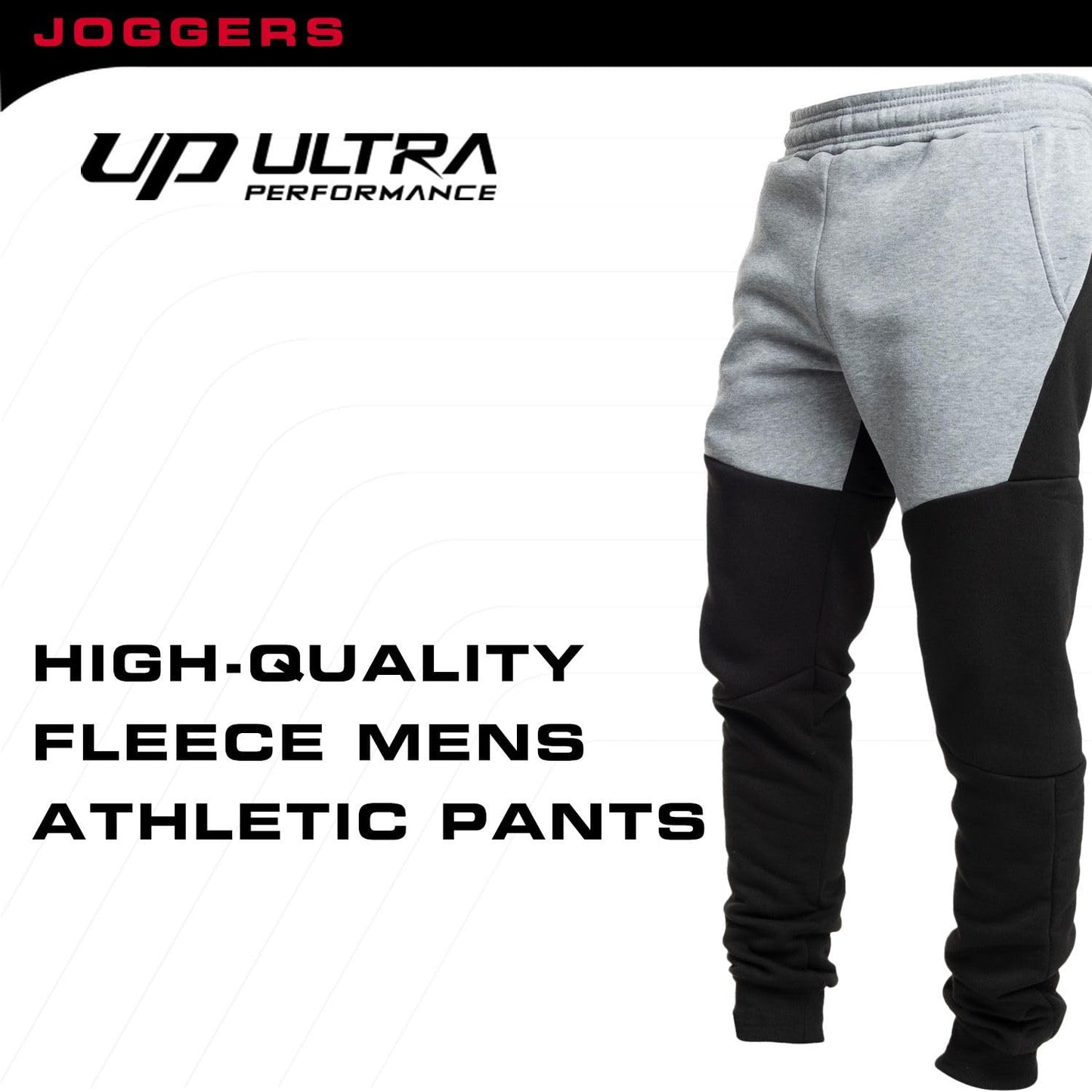 Ultra Performance 3 Pack Fleece Active Tech Joggers for Men, Mens Sweatpants with Zipper Pockets