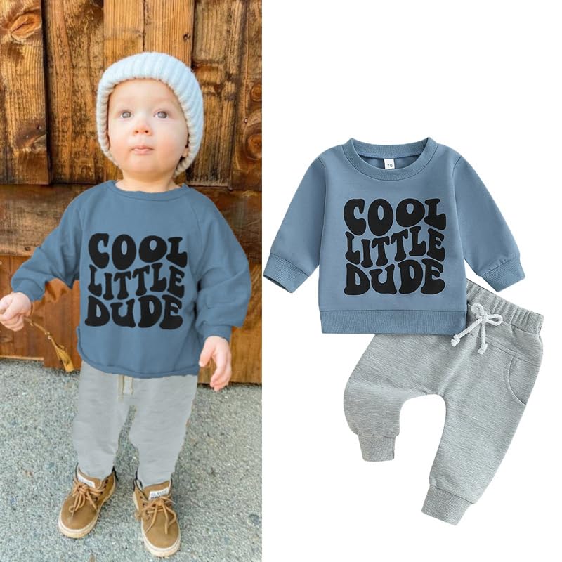 Toddler Baby Boy Sweatshirt Clothes Letter Print Long Sleeve Top+Solid Jogger Pants Infant Casual Outfits Set