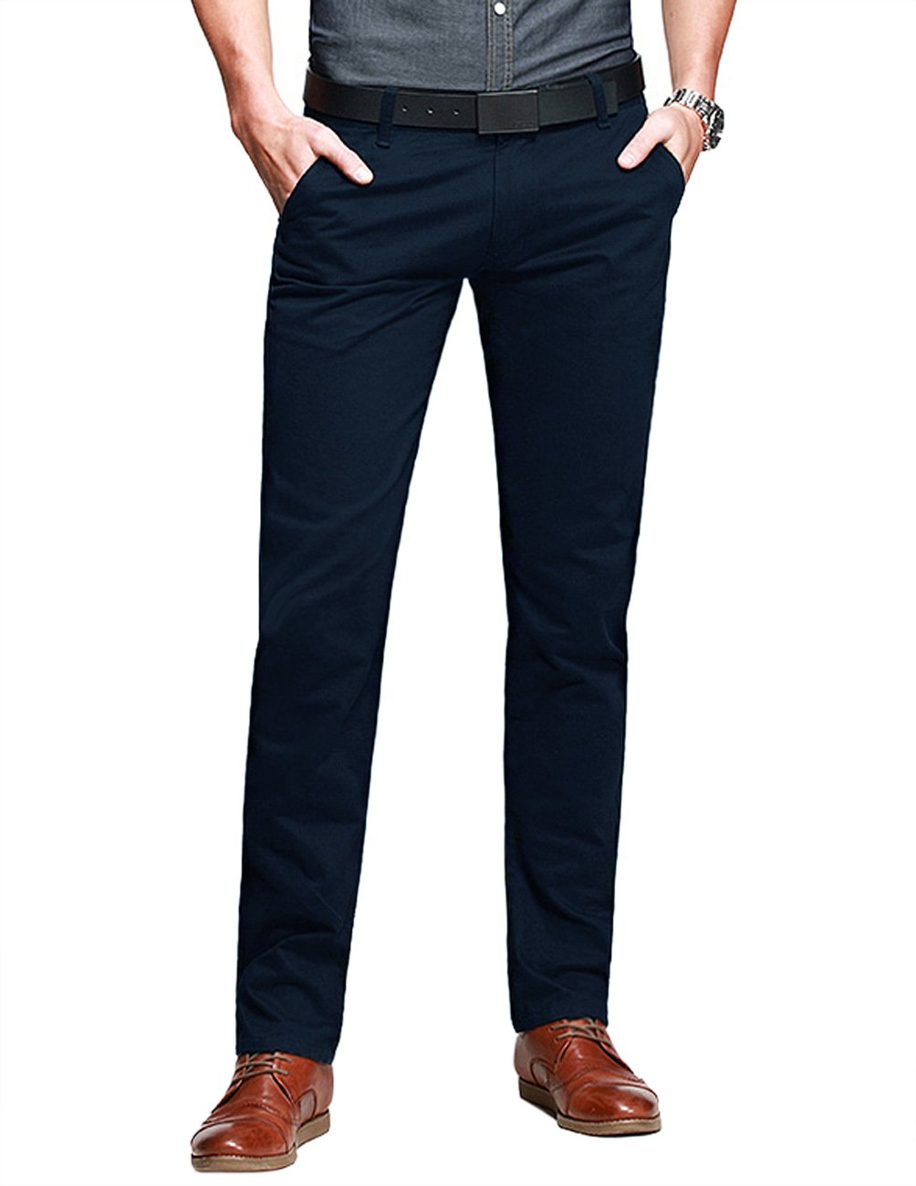 Match Mens Slim Tapered Flat Front Casual Pants