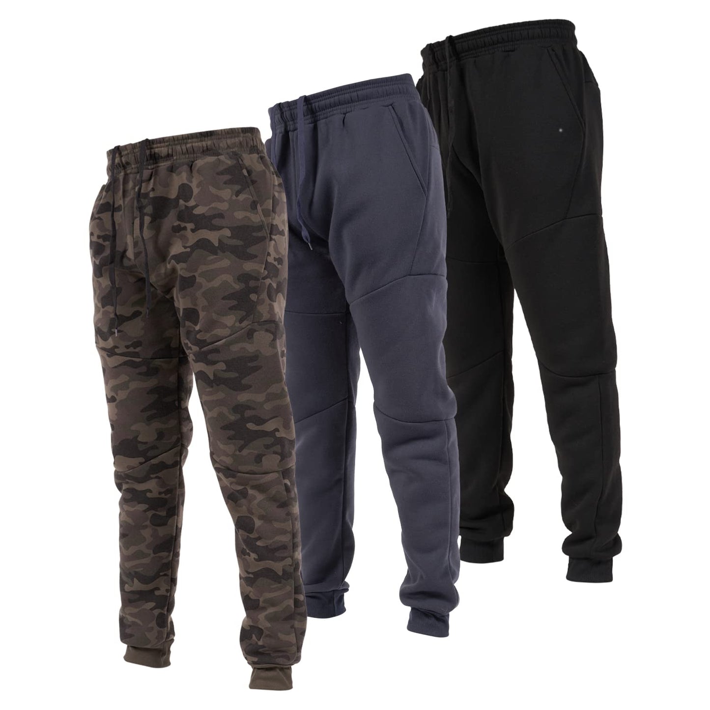 Ultra Performance 3 Pack Fleece Active Tech Joggers for Men, Mens Sweatpants with Zipper Pockets