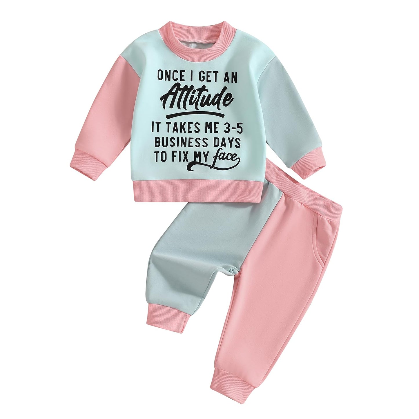 WZTYYDS Toddler Baby Girl Clothes 1T 2T 3T 4T 5T Fall Winter Outfits Contrast Color Long Sleeve Sweatshirt + Pants Sets