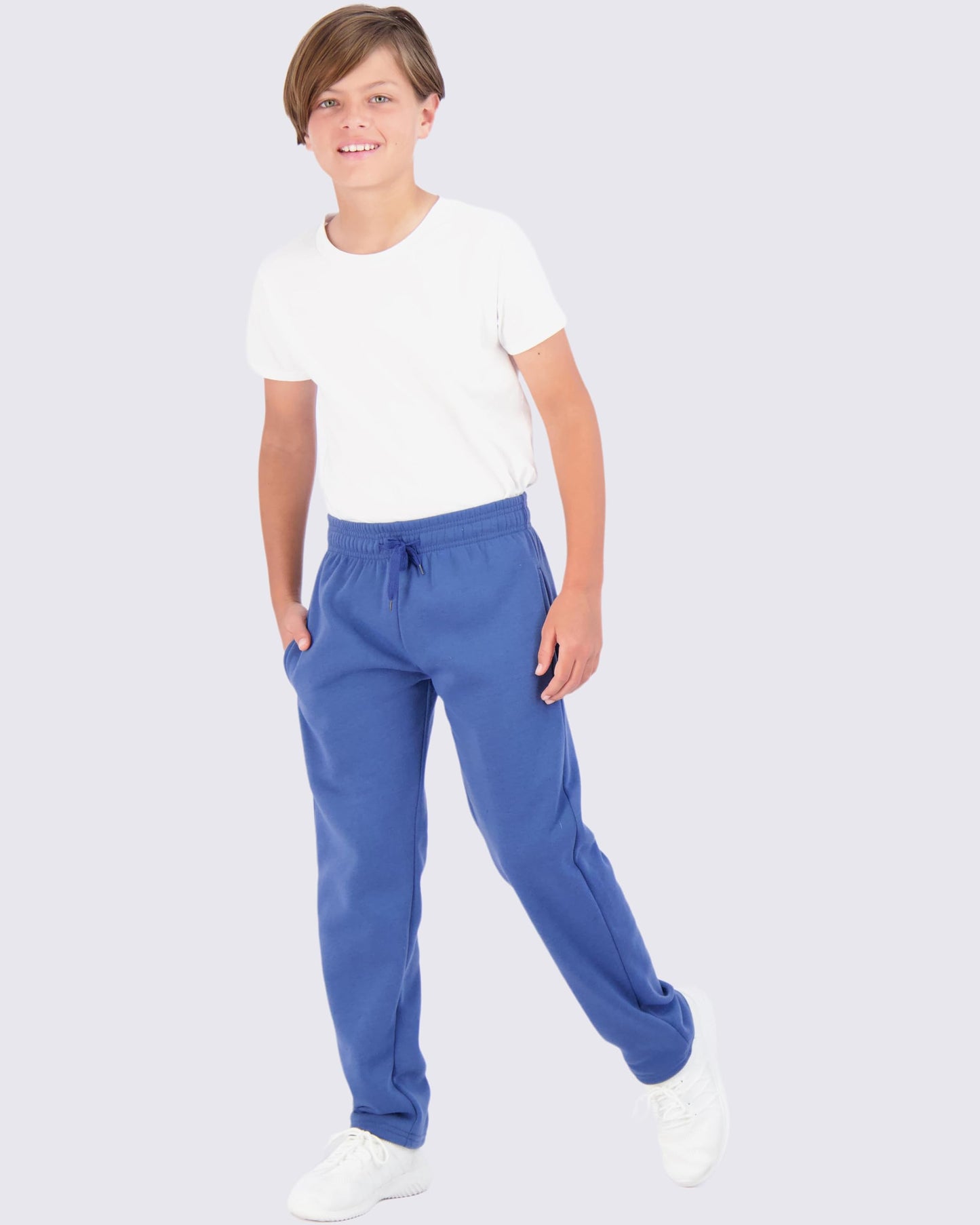 Real Essentials 3 Pack: Boys' Tech Fleece Open Bottom Sweatpants with Pockets