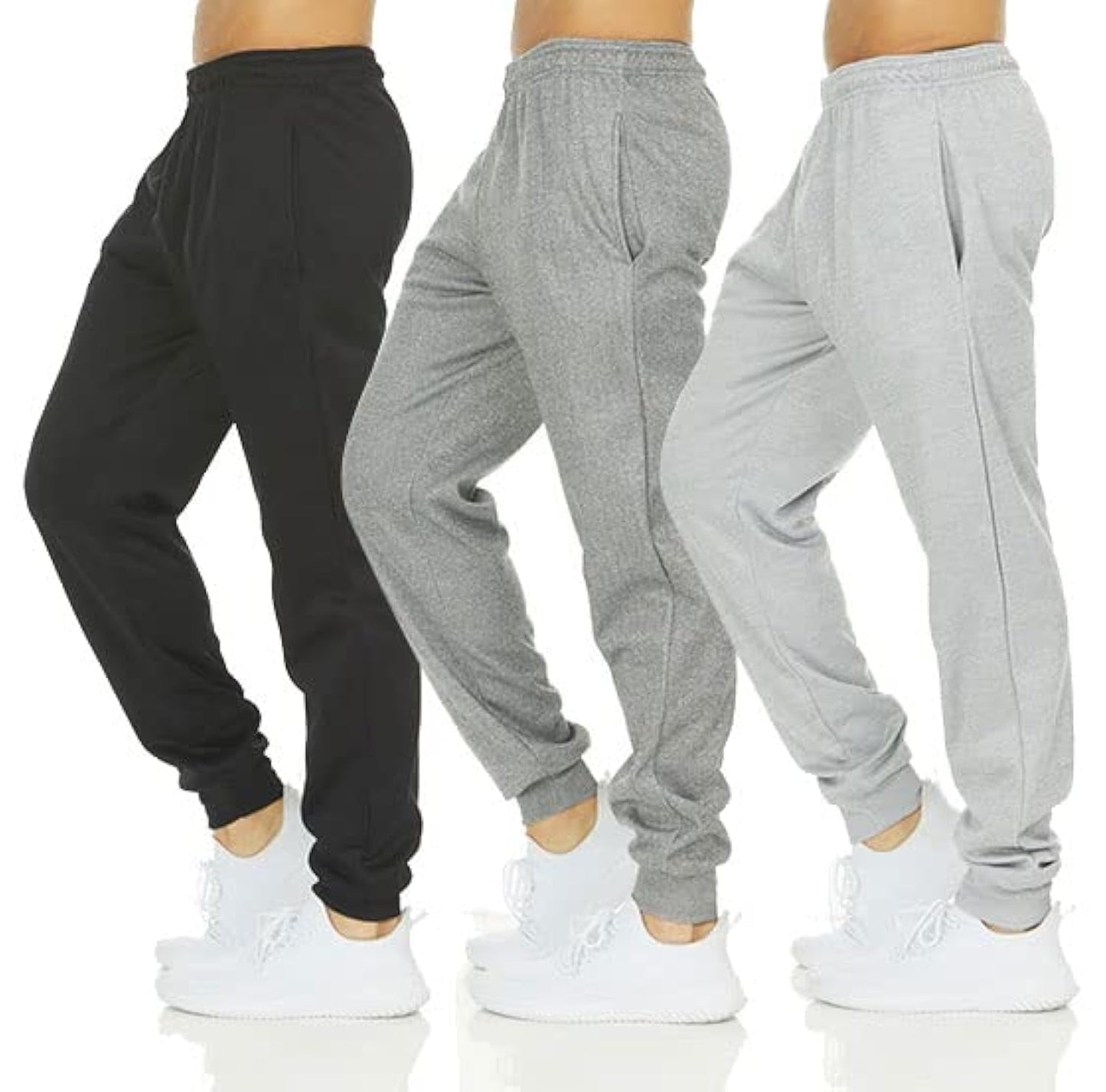 DARESAY Men's Tech Fleece Joggers Dry Fit Performance Sweatpants [3-Pack]