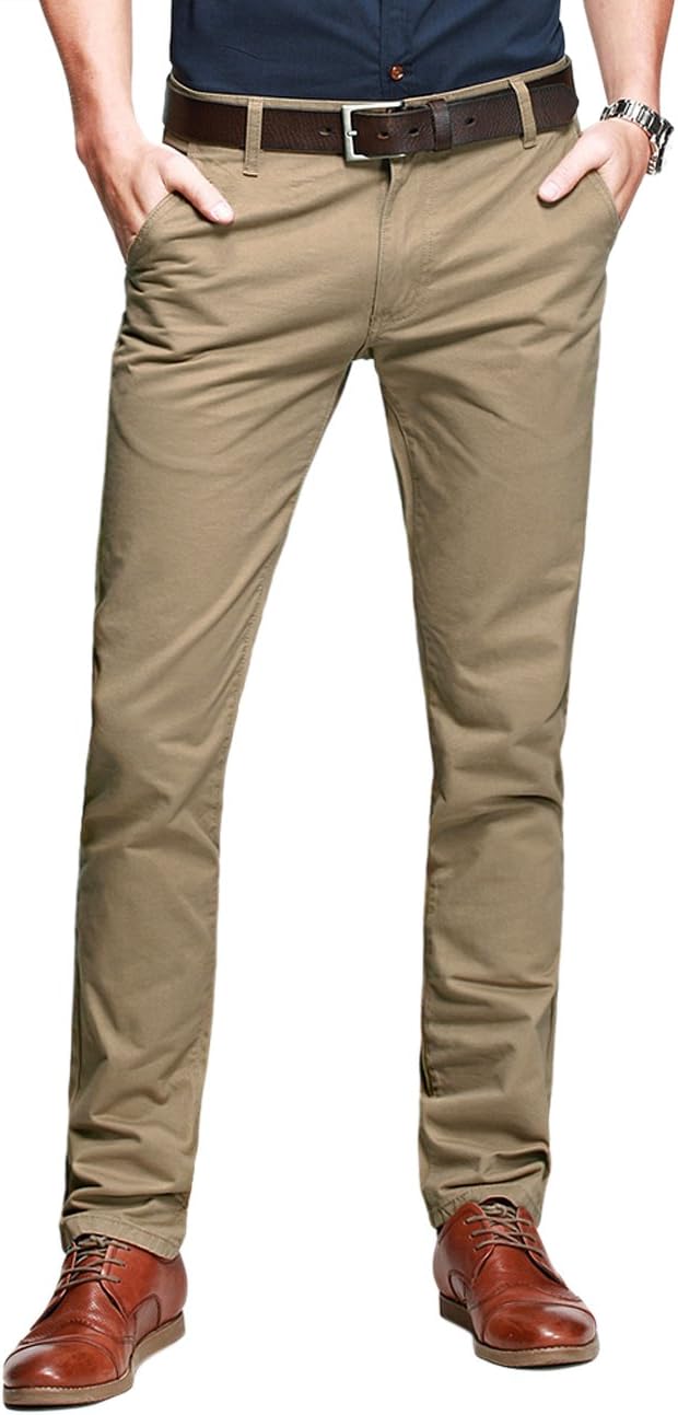 Match Mens Slim Tapered Flat Front Casual Pants