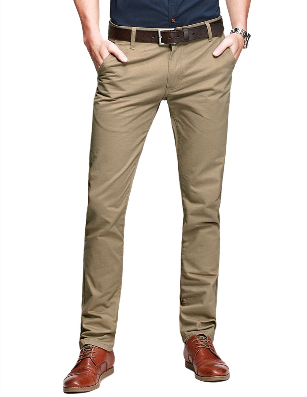 Match Mens Slim Tapered Flat Front Casual Pants