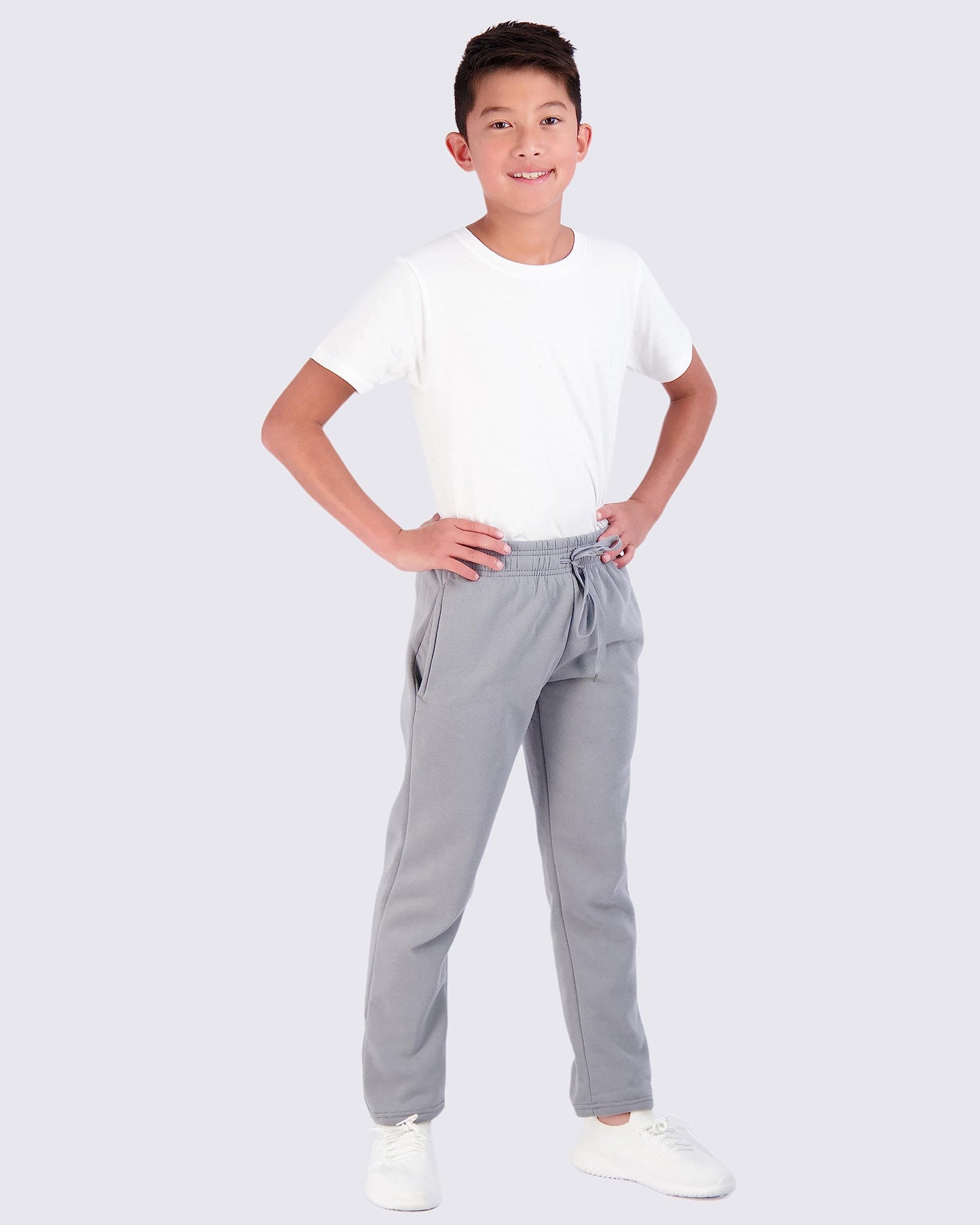 Real Essentials 3 Pack: Boys' Tech Fleece Open Bottom Sweatpants with Pockets