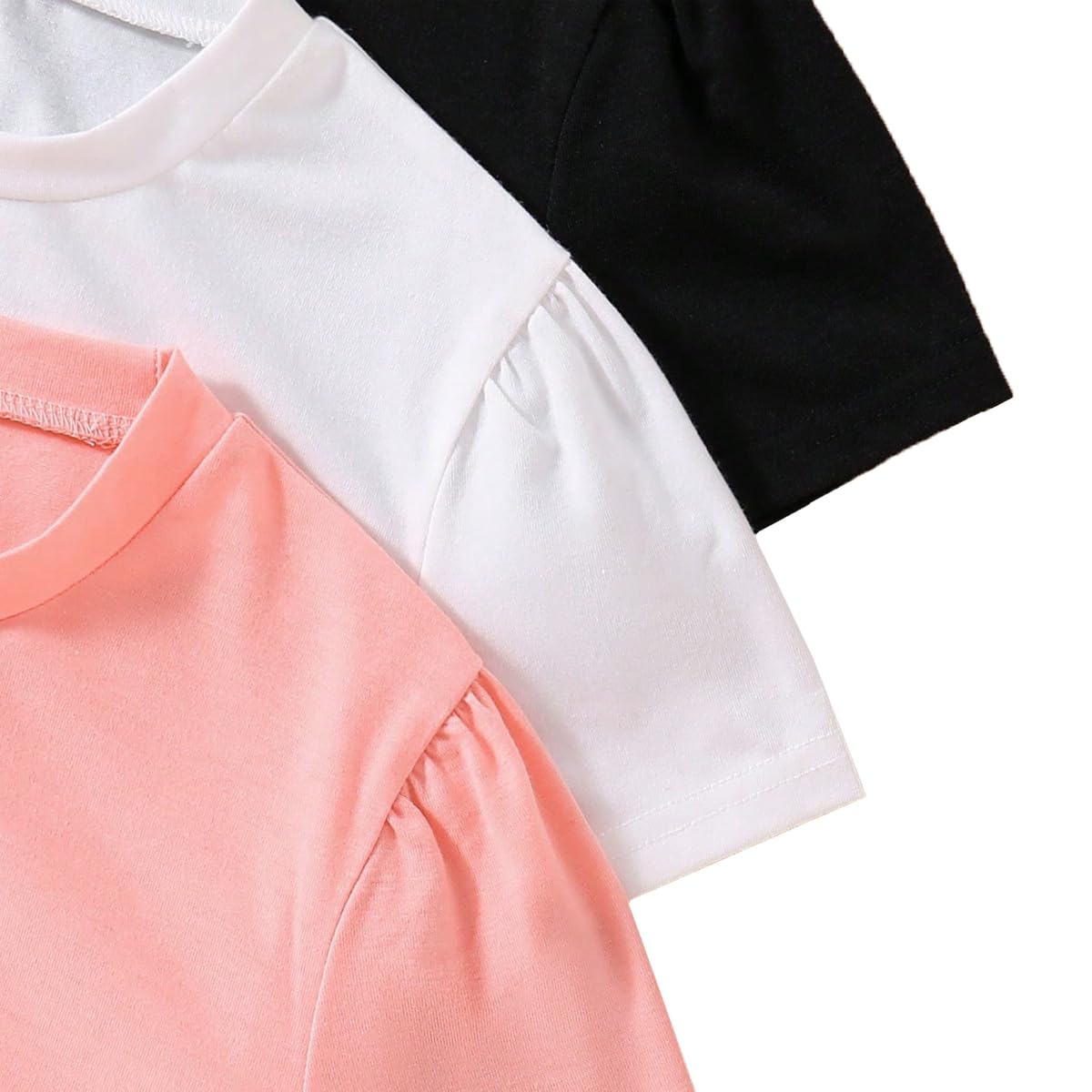 Toddler Basic T-Shirt - Letter and Lightning Print Short Sleeve Sets - Girl Summer Short Sleeve 3 Pack Top (3-7T)