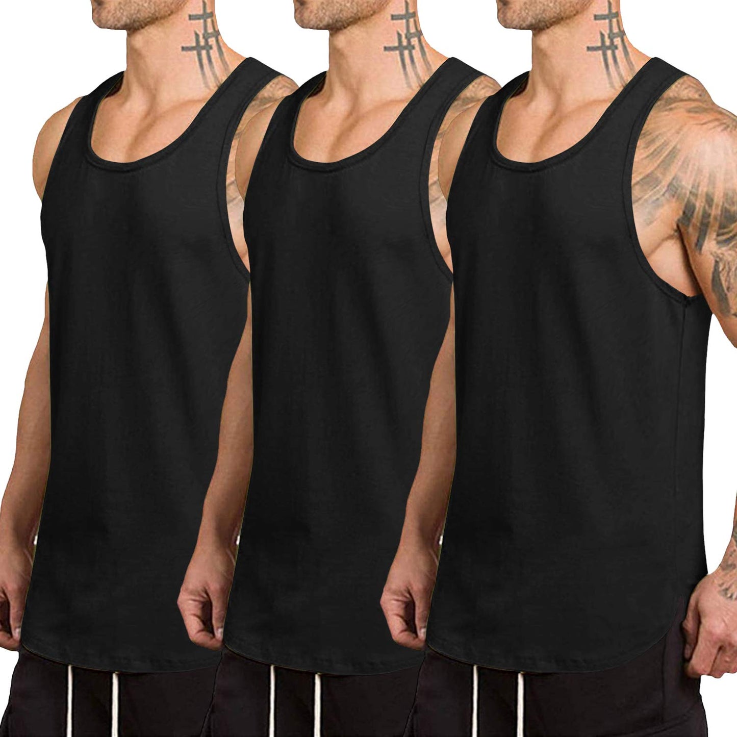 COOFANDY Men's 3 Pack Quick Dry Workout Tank Top Gym Muscle Tee Fitness Bodybuilding Sleeveless T Shirt