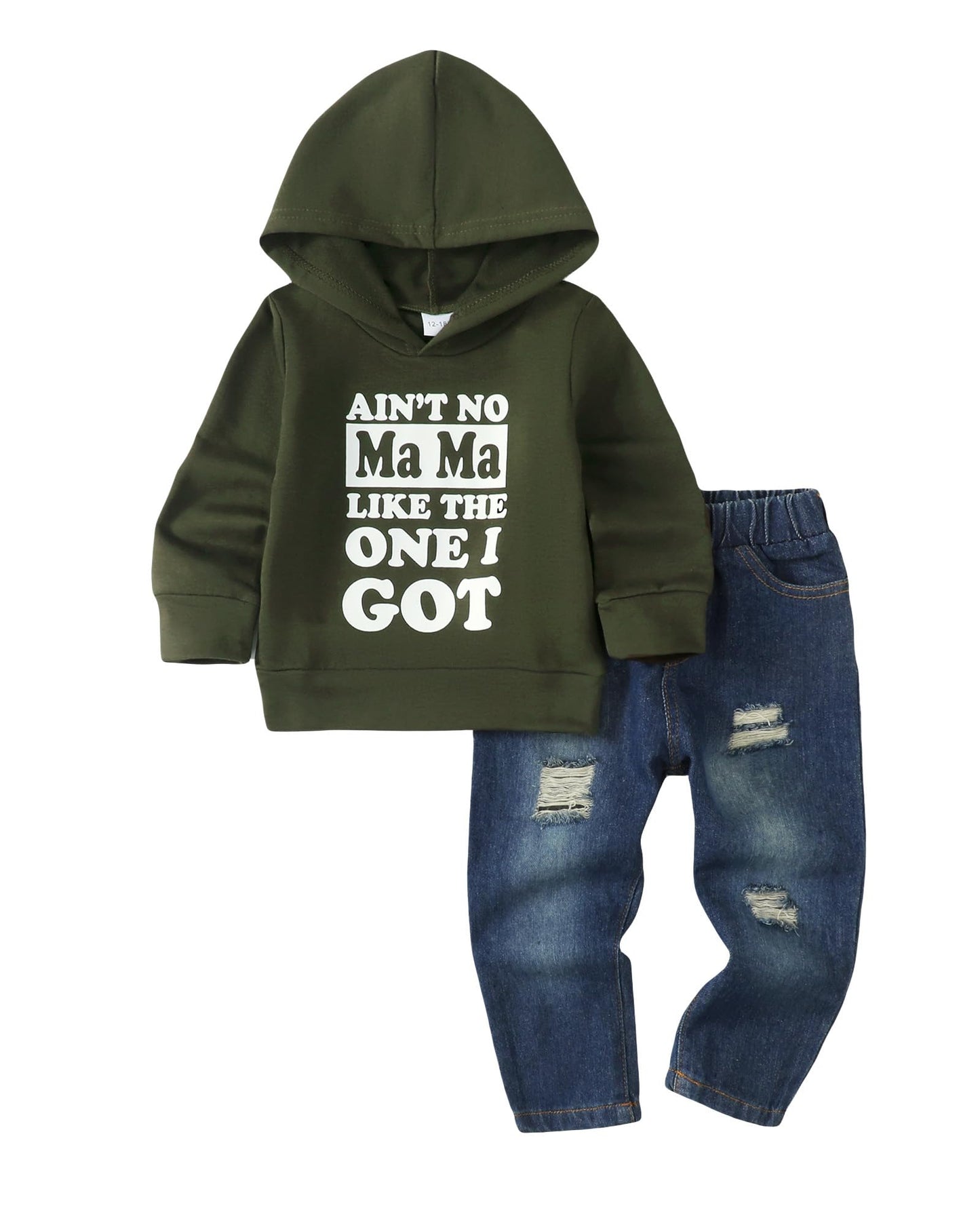 Toddler Boy Clothes Baby Boy Outfit Letter Prints Hoodies Top Ripped Jeans Cute Boys Clothing Set Fall Winter