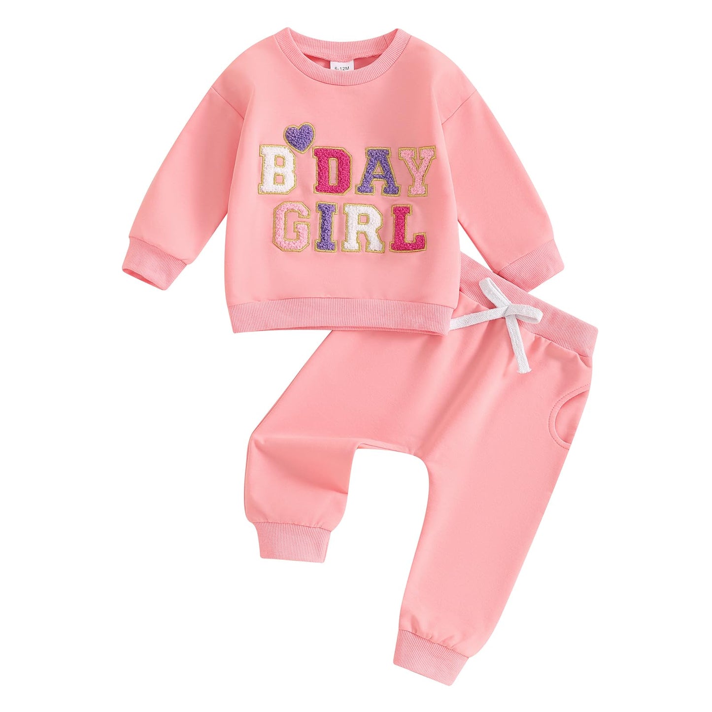 BeQeuewll Baby Girl Valentines Outfit Long Sleeve Heart Print Sweatshirt Jogger Pants 2Pcs Baby Girls Valentine Clothes