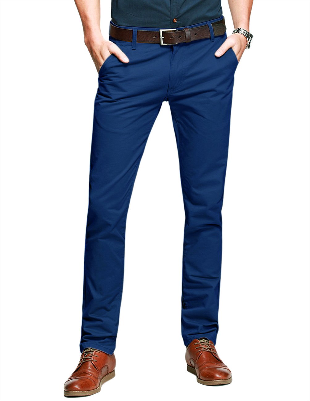 Match Mens Slim Tapered Flat Front Casual Pants