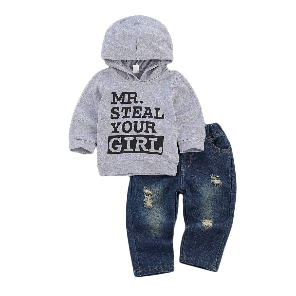 fhutpw Toddler Baby Boy Outfits Hoodie Sweatshirts & Jeans Clothes Set Fall Winter 6 9 12 18 24 Months