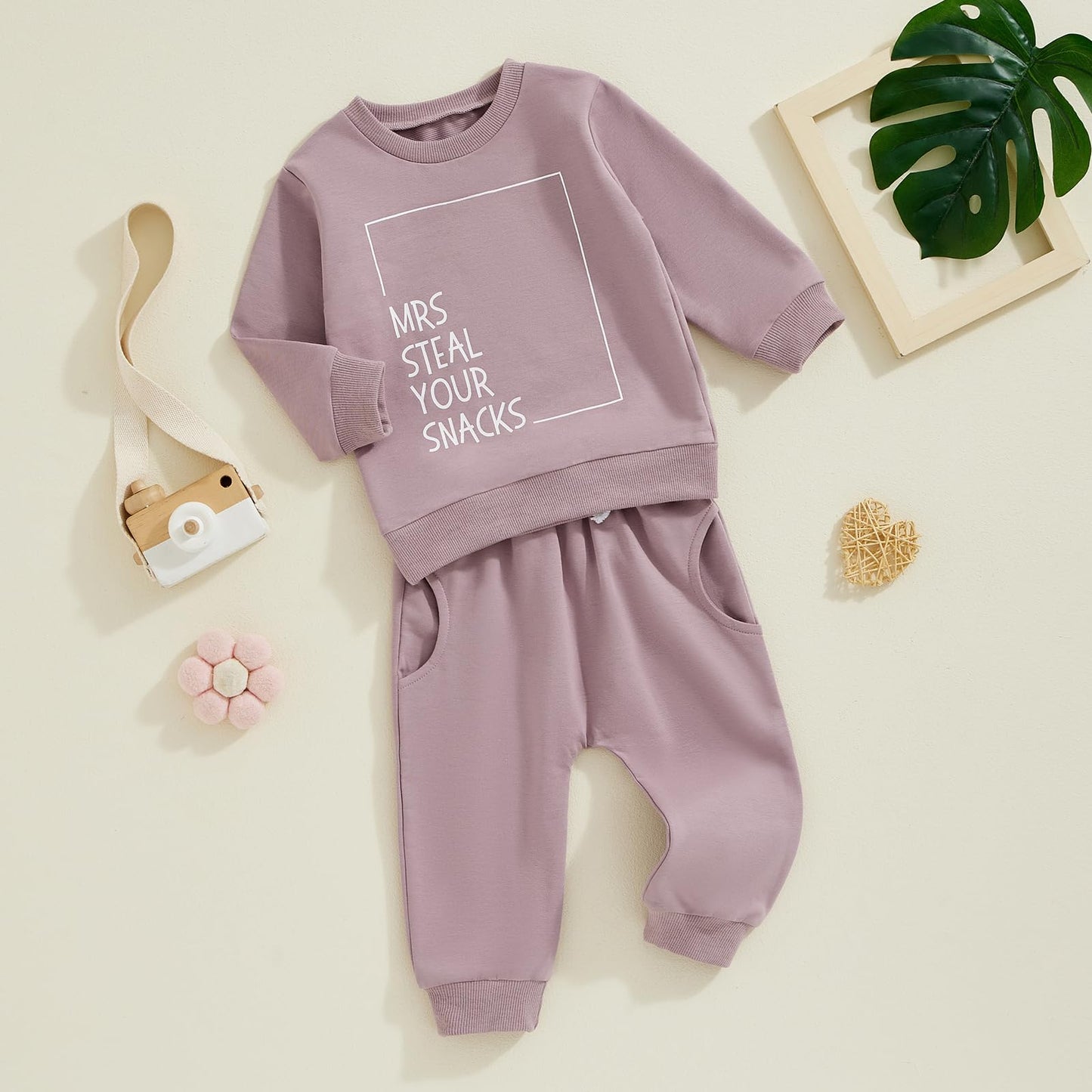 Toddler Baby Girl Fall Winter Outfit Letter Print Long Sleeve Sweatshirts and Stretch Pants Infant Girl Clothes