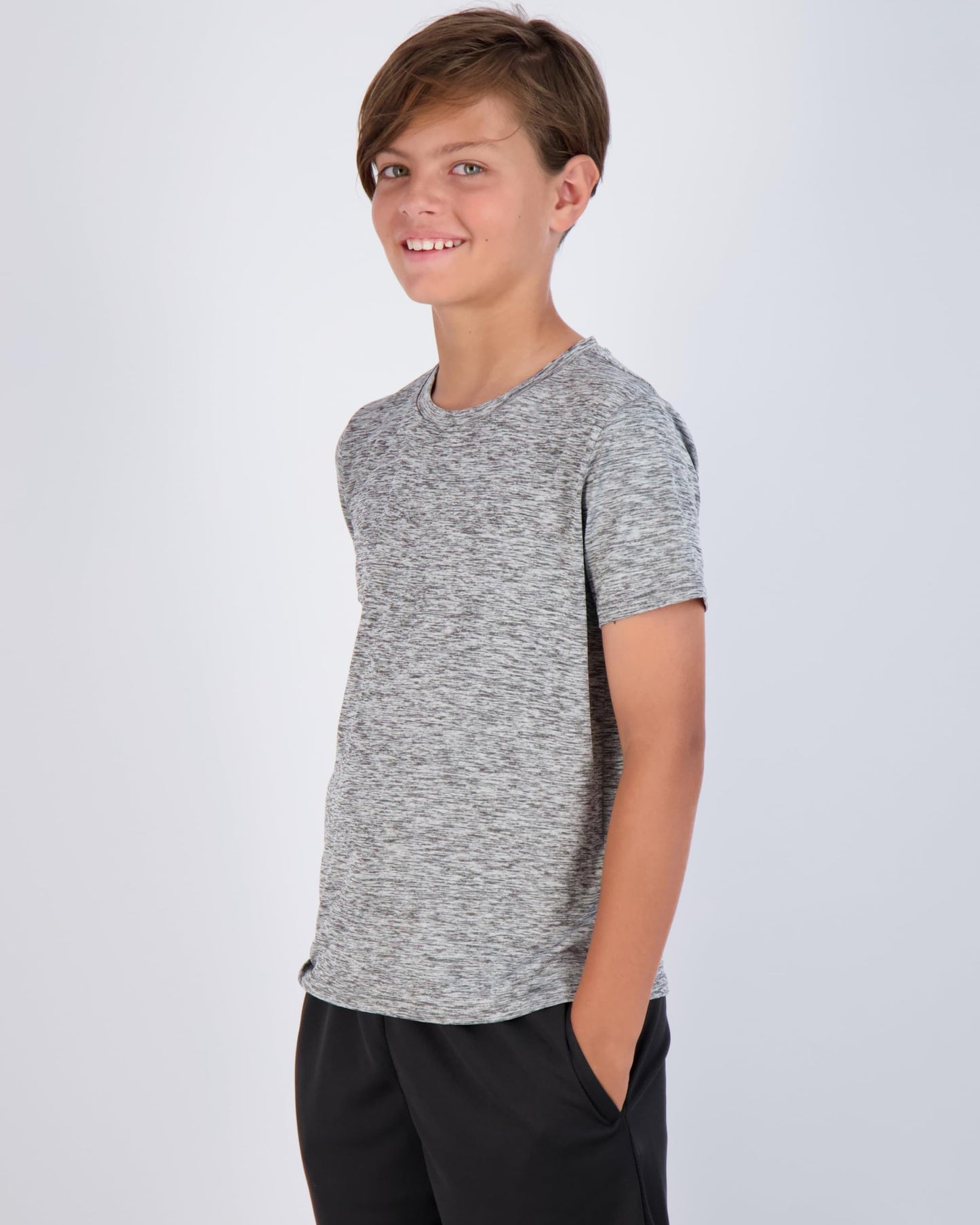 Real Essentials 5 Pack: Youth Dry-Fit Wicking Active Athletic Performance Short Sleeve T-Shirt Boys & Girls Shirts