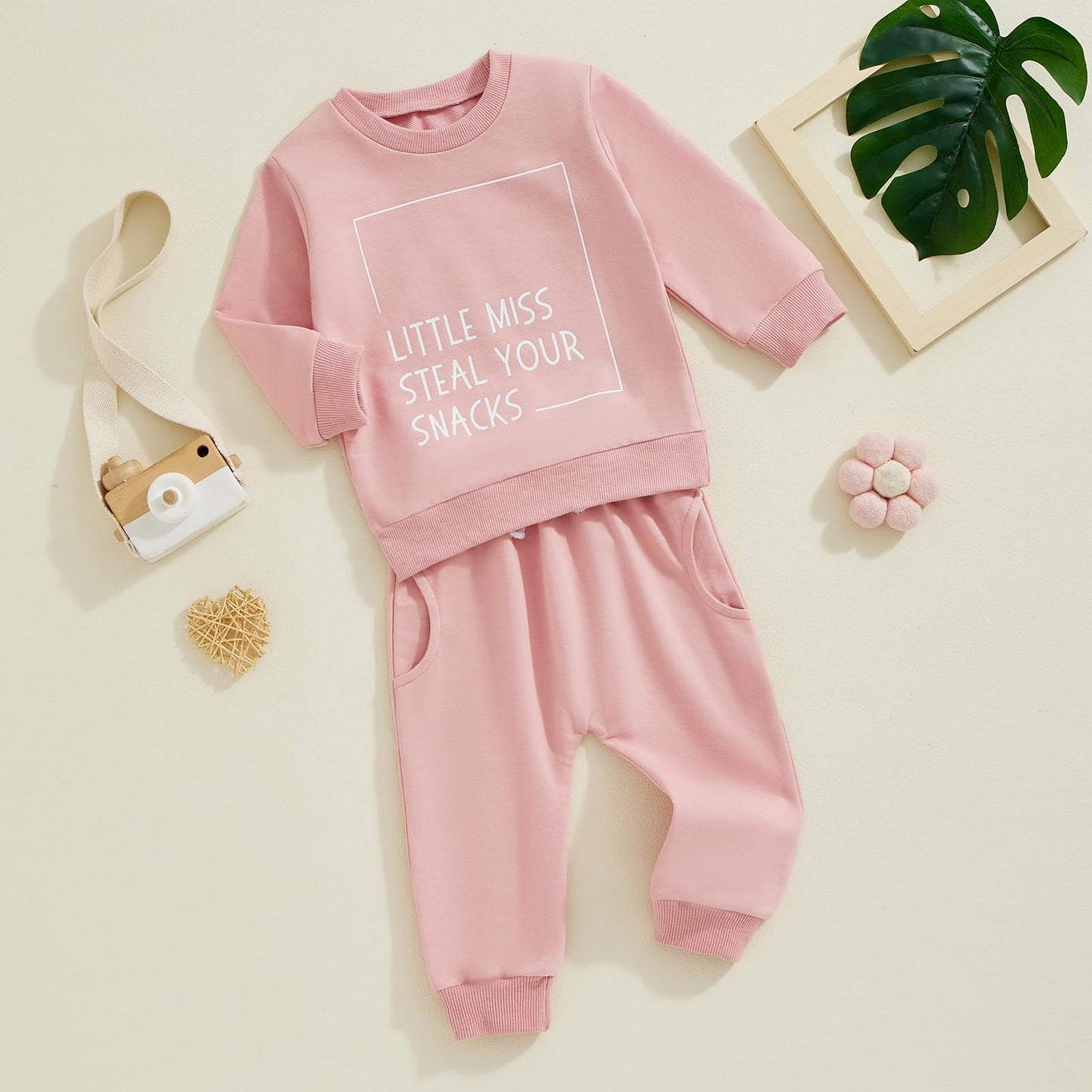 Toddler Baby Girl Fall Winter Outfit Letter Print Long Sleeve Sweatshirts and Stretch Pants Infant Girl Clothes