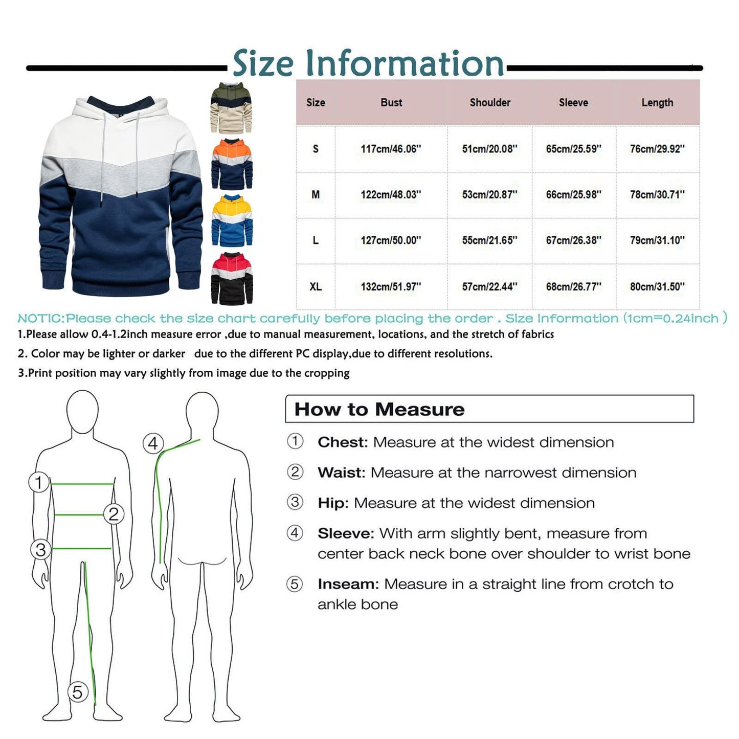 Sweatshirts for Men Trendy Color Block Hoodies Fleece Long Sleeve Hooded Pullover Casual Patchwork Tops with Pocket