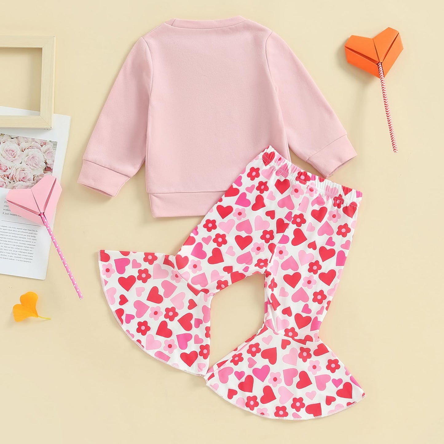 Toddler Kids Girls Clothes Sets Cow Print Long Sleeve Sweatshirt Pullover Flare Pants 2Pcs Fall Winter Outfits