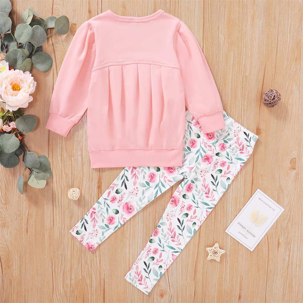 Ritatte Toddler Girls Clothes Winter Warm Long Sleeve Tops Long Pants Suit Kids Soft Cotton Fall Outfits 2Pcs Set