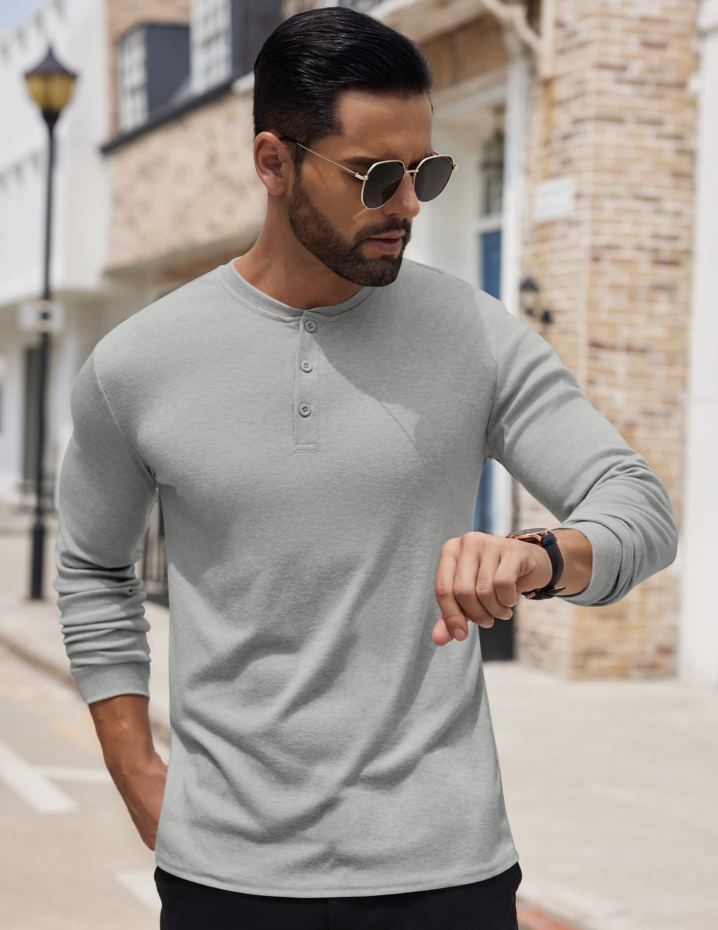 COOFANDY Men's Henley Shirts Long Sleeve Button T-Shirt Lightweight Fashion Casual Pullover Shirt