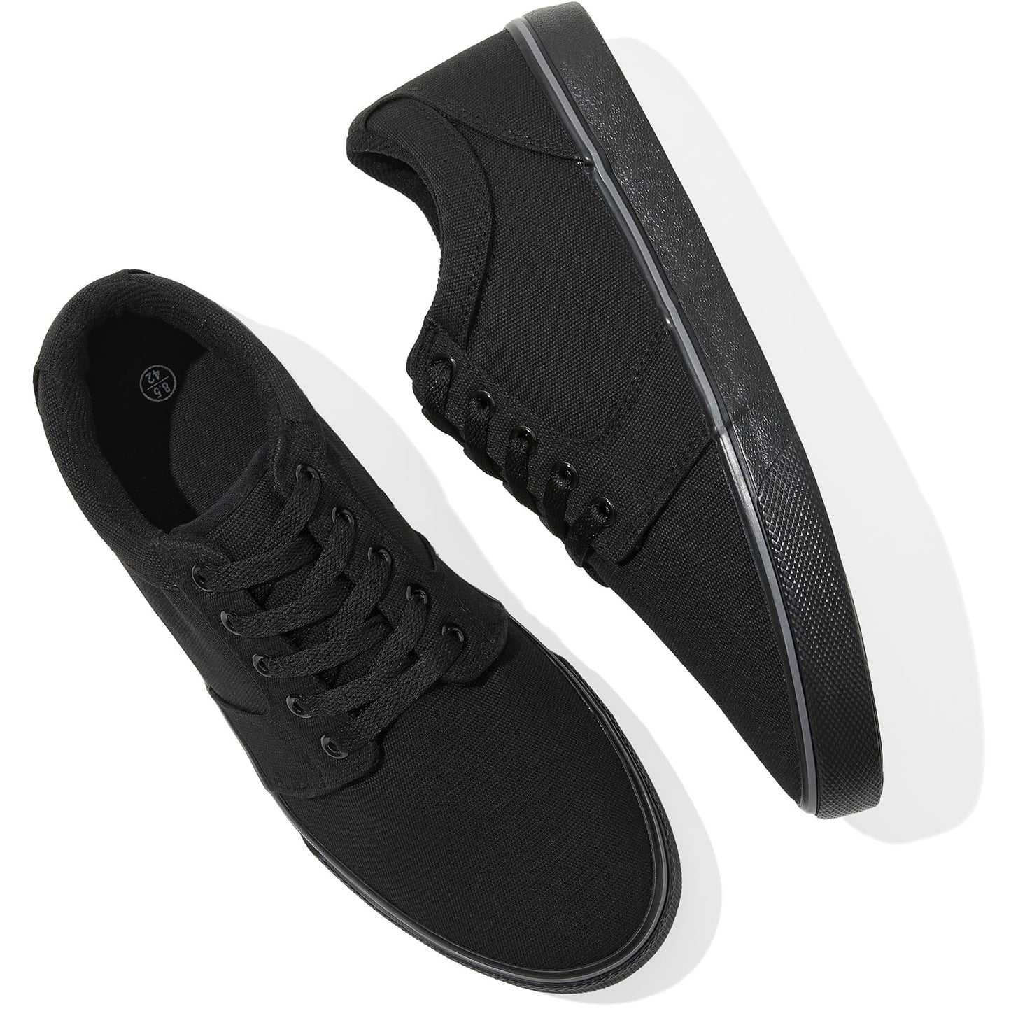 BENPAO Mens White Casual Shoes All Black Fashion Sneakers for Men Low Top Lace Up Canvas Shoes