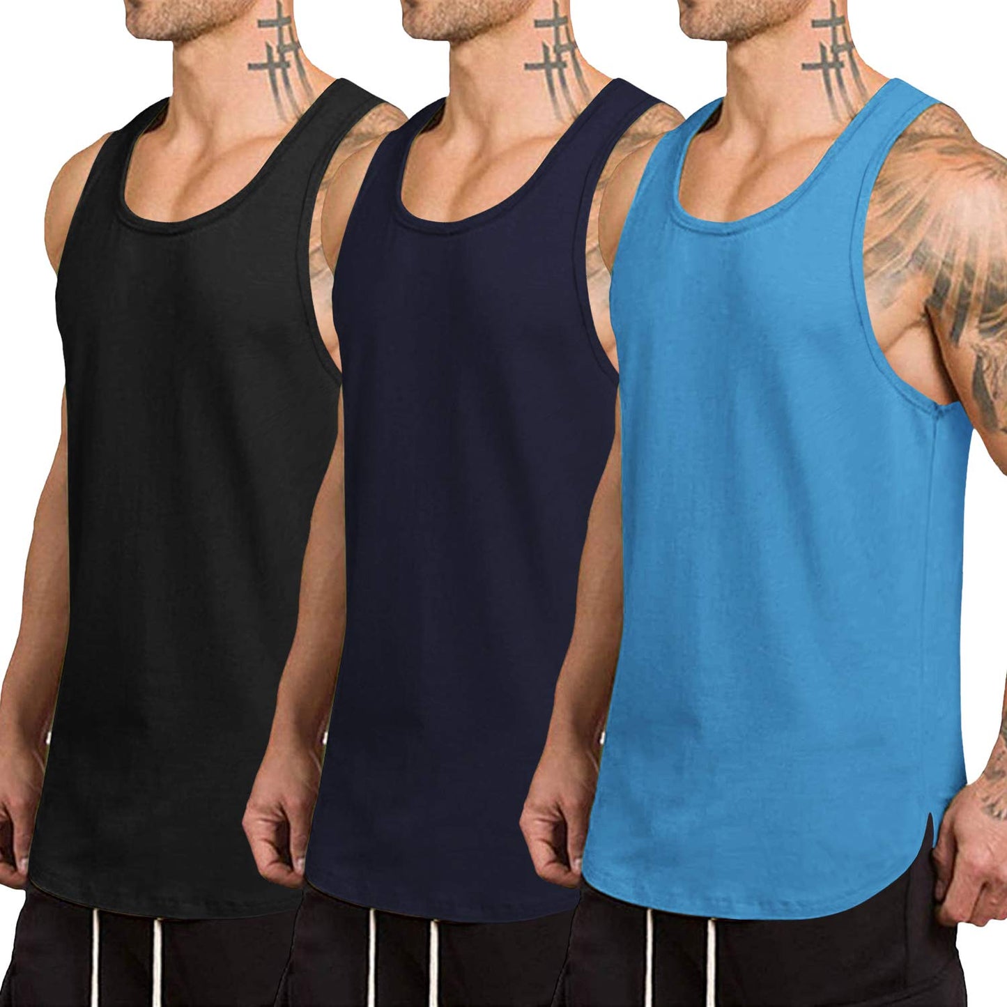 COOFANDY Men's 3 Pack Quick Dry Workout Tank Top Gym Muscle Tee Fitness Bodybuilding Sleeveless T Shirt