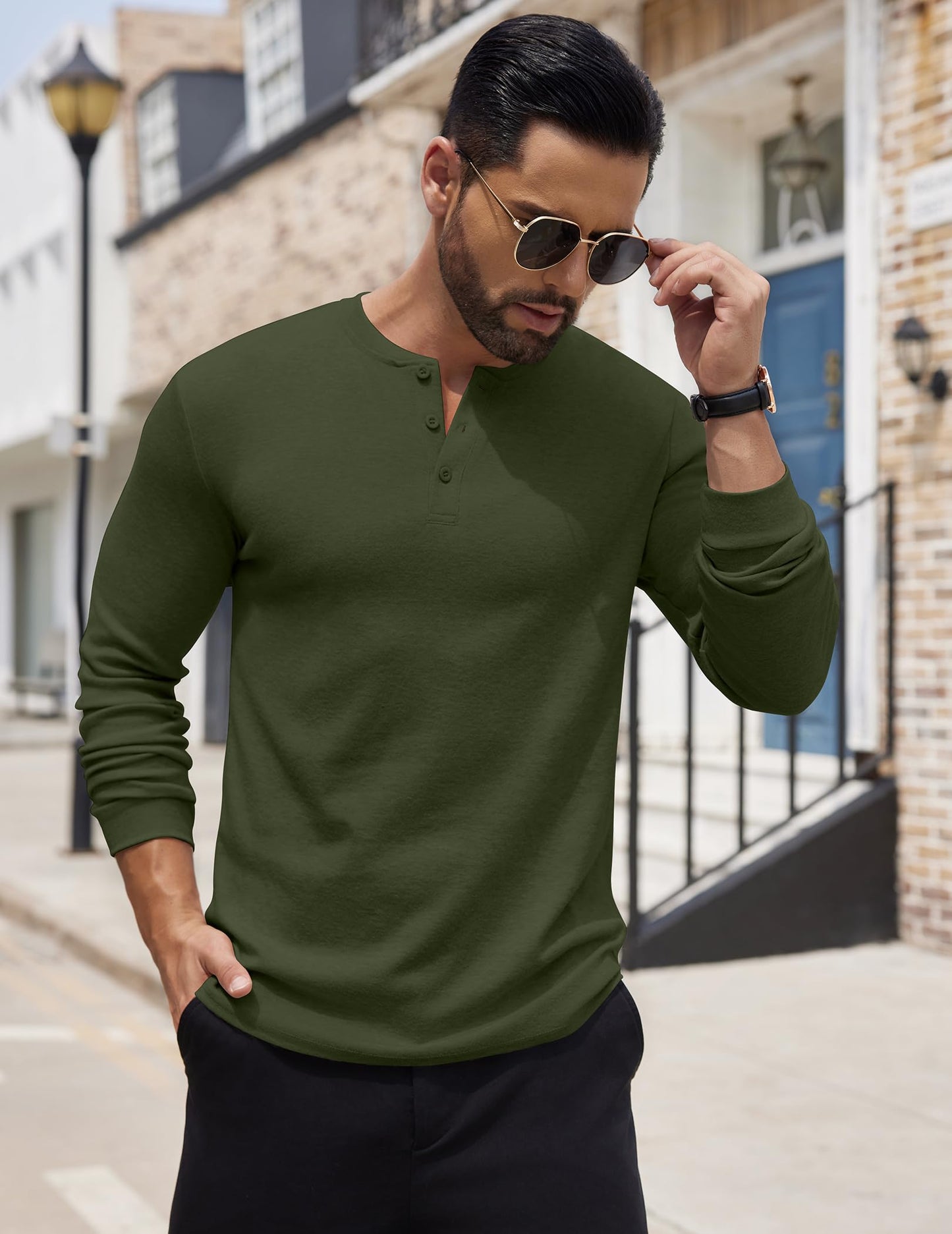 COOFANDY Men's Henley Shirts Long Sleeve Button T-Shirt Lightweight Fashion Casual Pullover Shirt