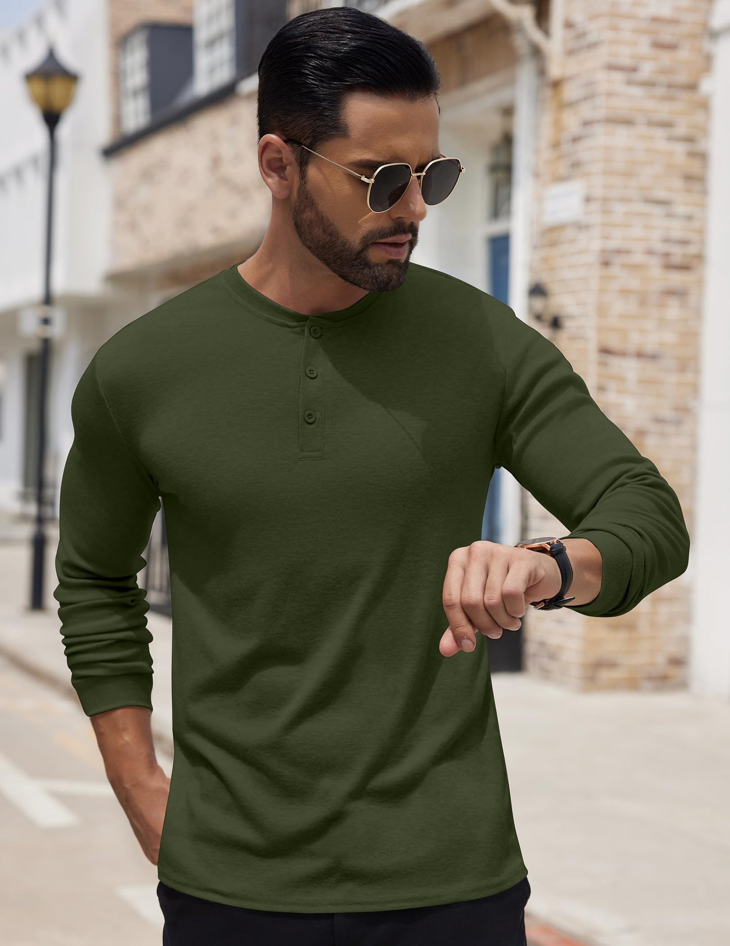 COOFANDY Men's Henley Shirts Long Sleeve Button T-Shirt Lightweight Fashion Casual Pullover Shirt