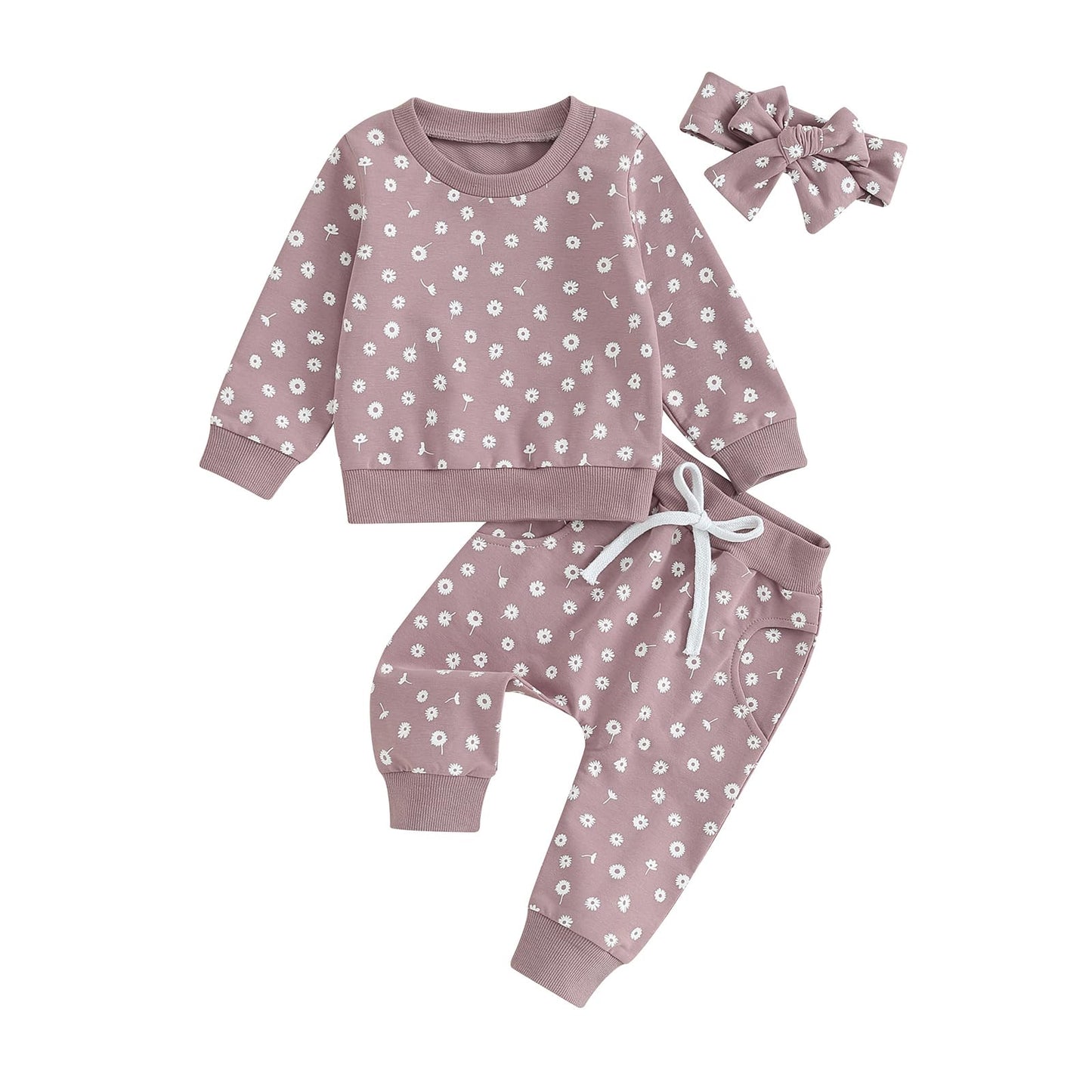 BeQeuewll Baby Girl Valentines Outfit Long Sleeve Heart Print Sweatshirt Jogger Pants 2Pcs Baby Girls Valentine Clothes