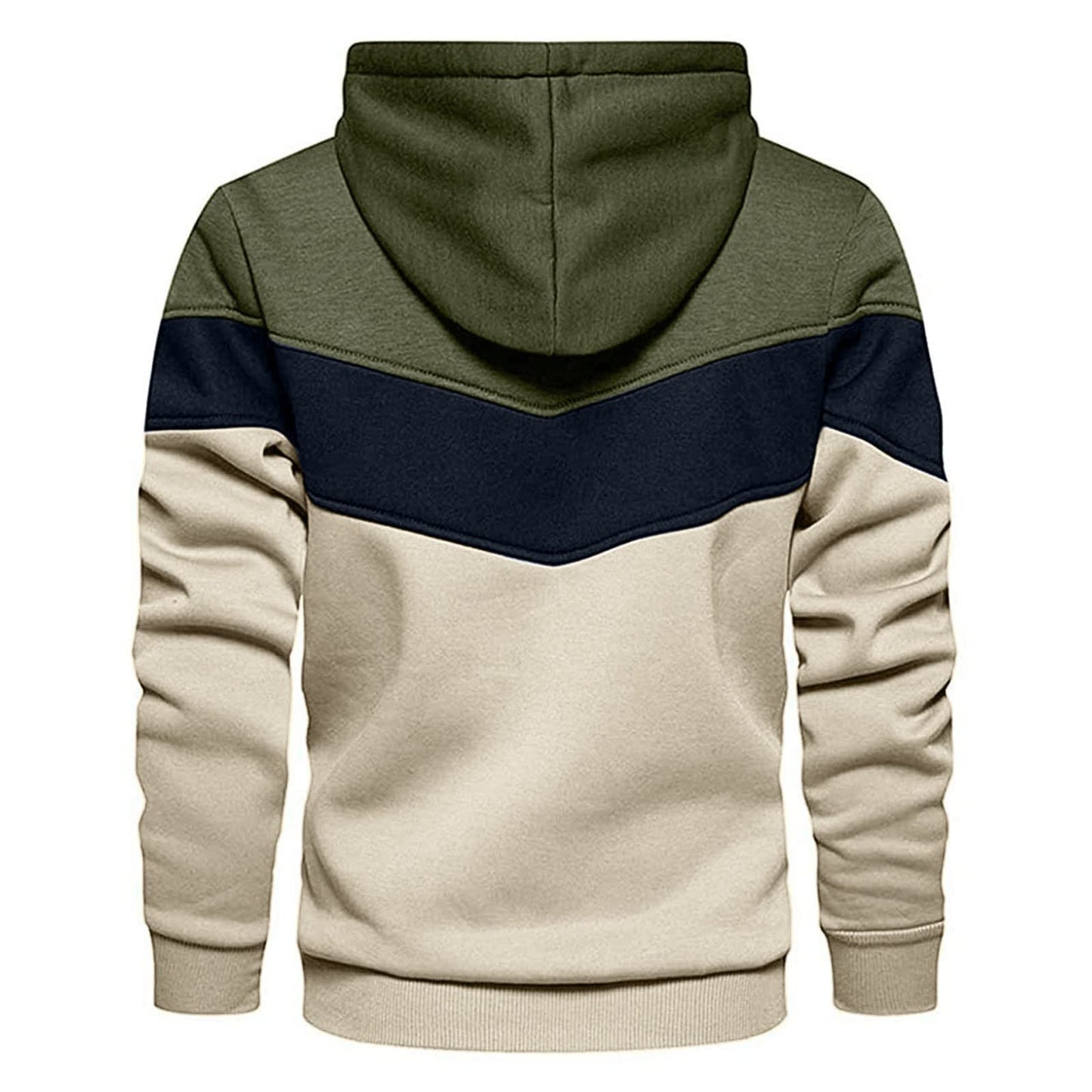 Sweatshirts for Men Trendy Color Block Hoodies Fleece Long Sleeve Hooded Pullover Casual Patchwork Tops with Pocket