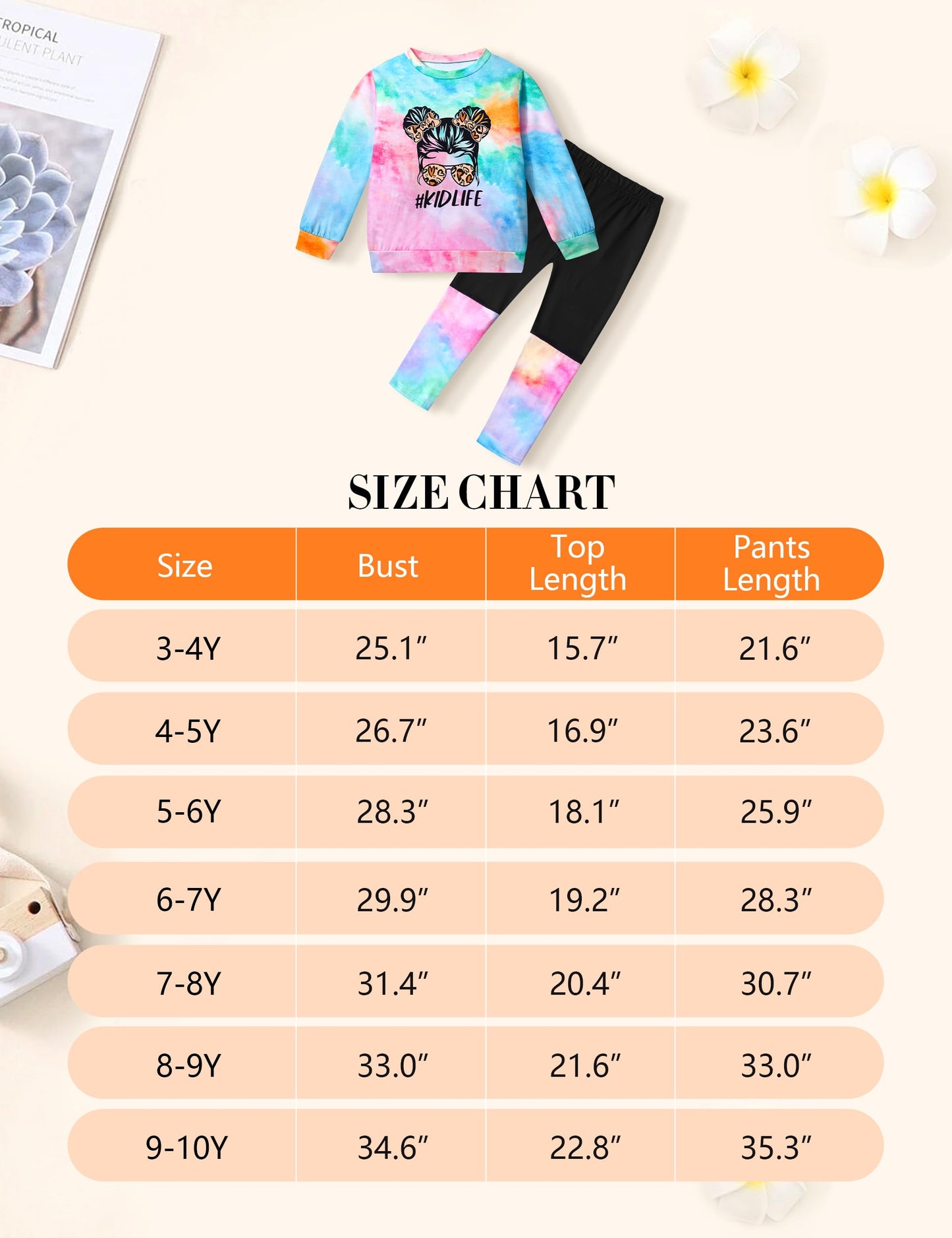 DONWEN Toddler Girl Clothes,Tie Dye Sweatsuit 2 Piece Girls Outfits Graphic Pullover Top Pants Girls Fall Winter Outfit