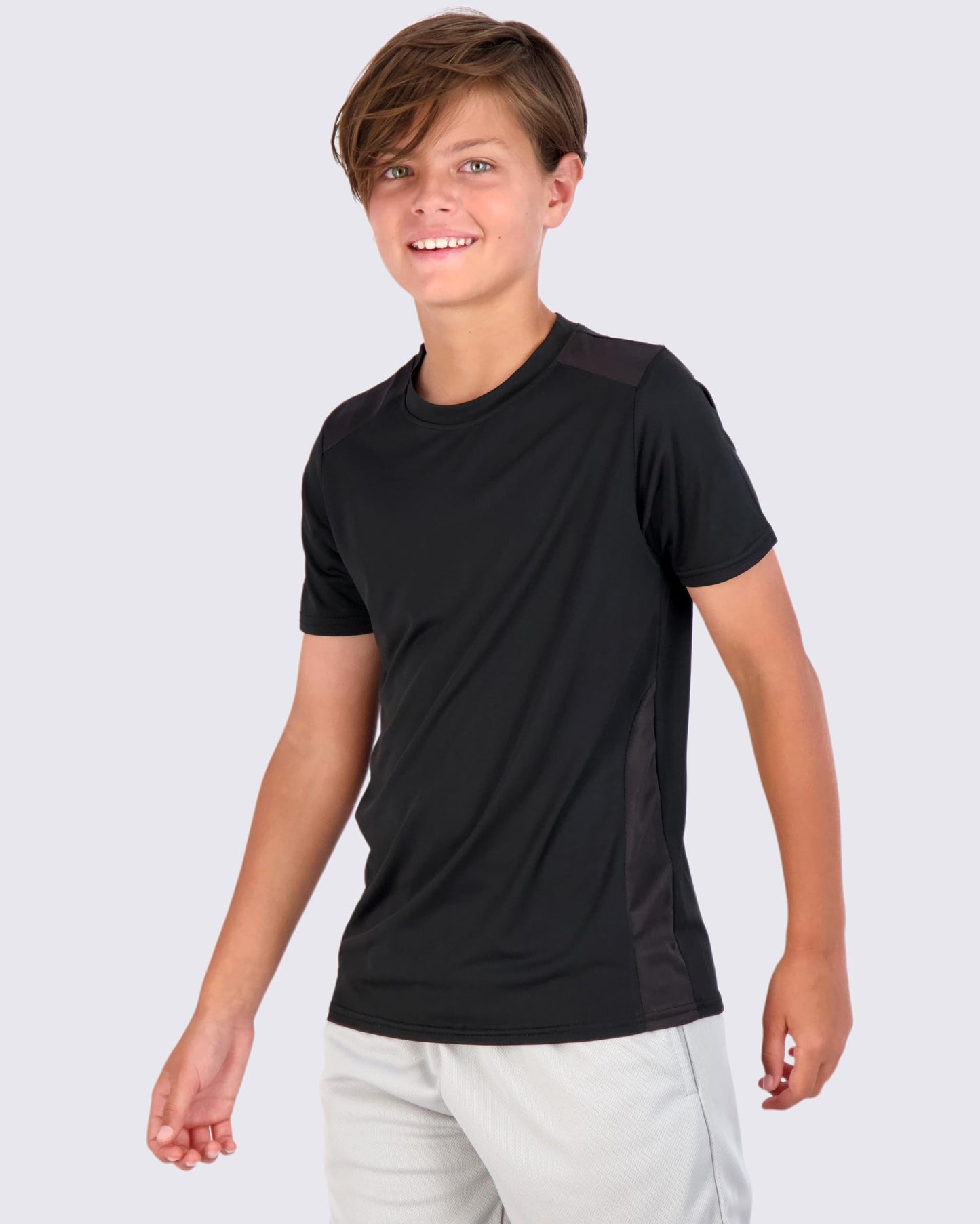 Real Essentials 5 Pack: Youth Dry-Fit Wicking Active Athletic Performance Short Sleeve T-Shirt Boys & Girls Shirts