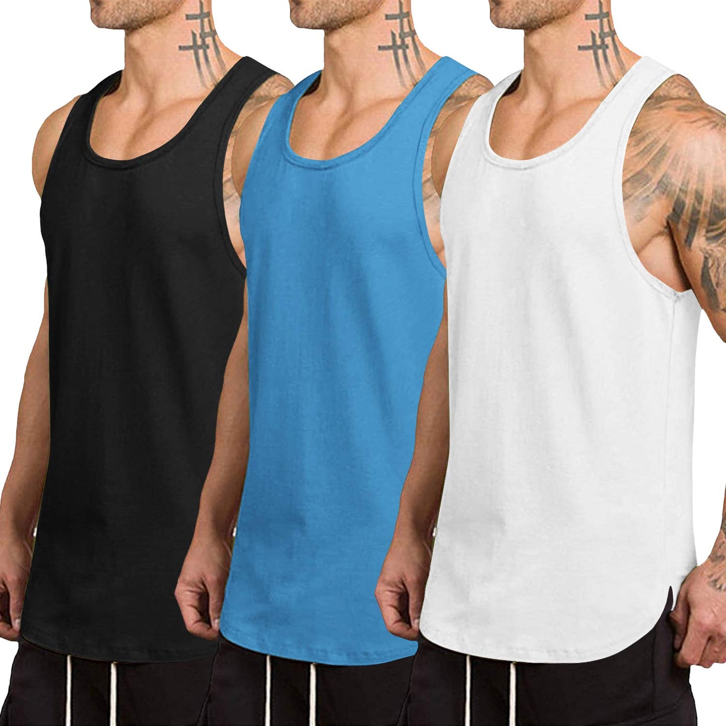 COOFANDY Men's 3 Pack Quick Dry Workout Tank Top Gym Muscle Tee Fitness Bodybuilding Sleeveless T Shirt