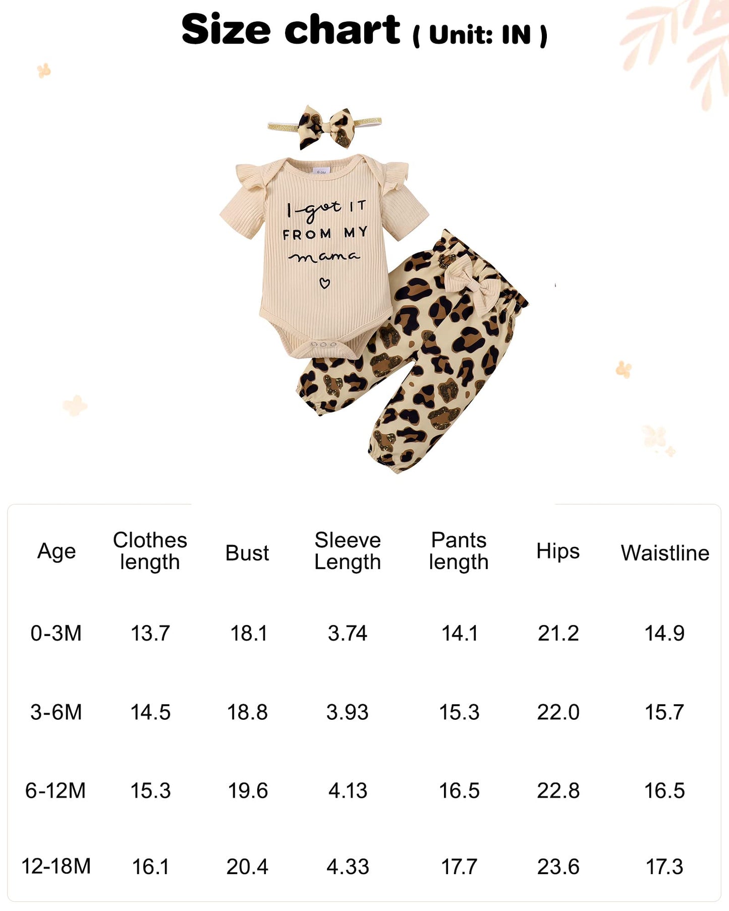 DISAUR Baby Girls Clothes Newborn Infant Baby Girls Outfit Long Sleeve Ruffle Romper Floral Pants Headband Sets 0-18 Months