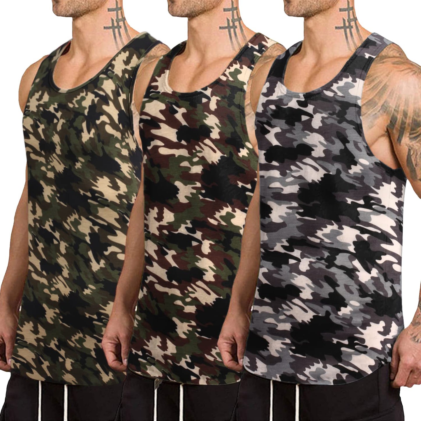 COOFANDY Men's 3 Pack Quick Dry Workout Tank Top Gym Muscle Tee Fitness Bodybuilding Sleeveless T Shirt