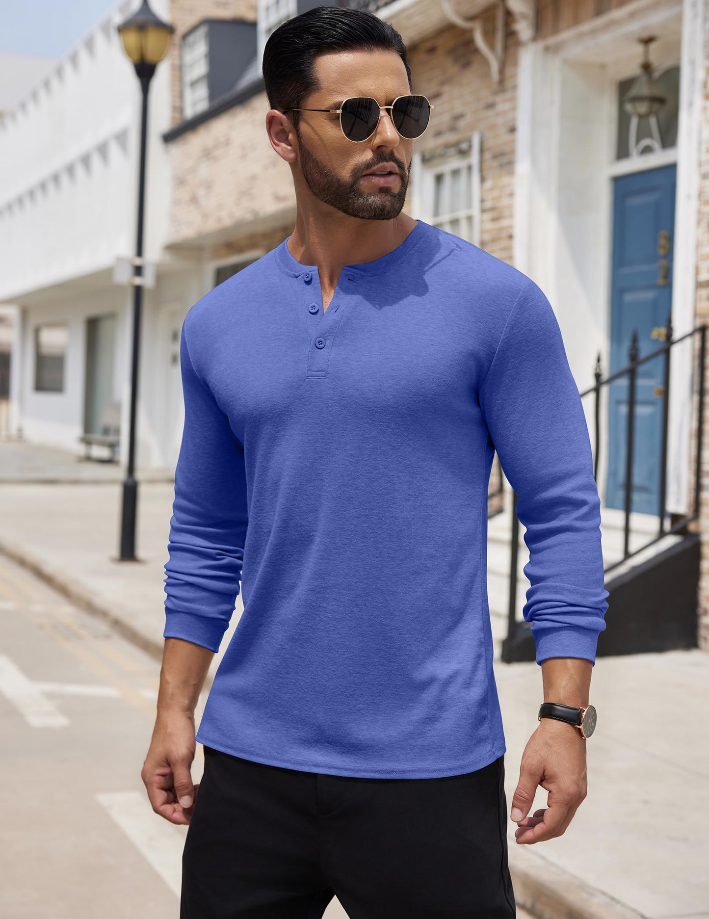 COOFANDY Men's Henley Shirts Long Sleeve Button T-Shirt Lightweight Fashion Casual Pullover Shirt